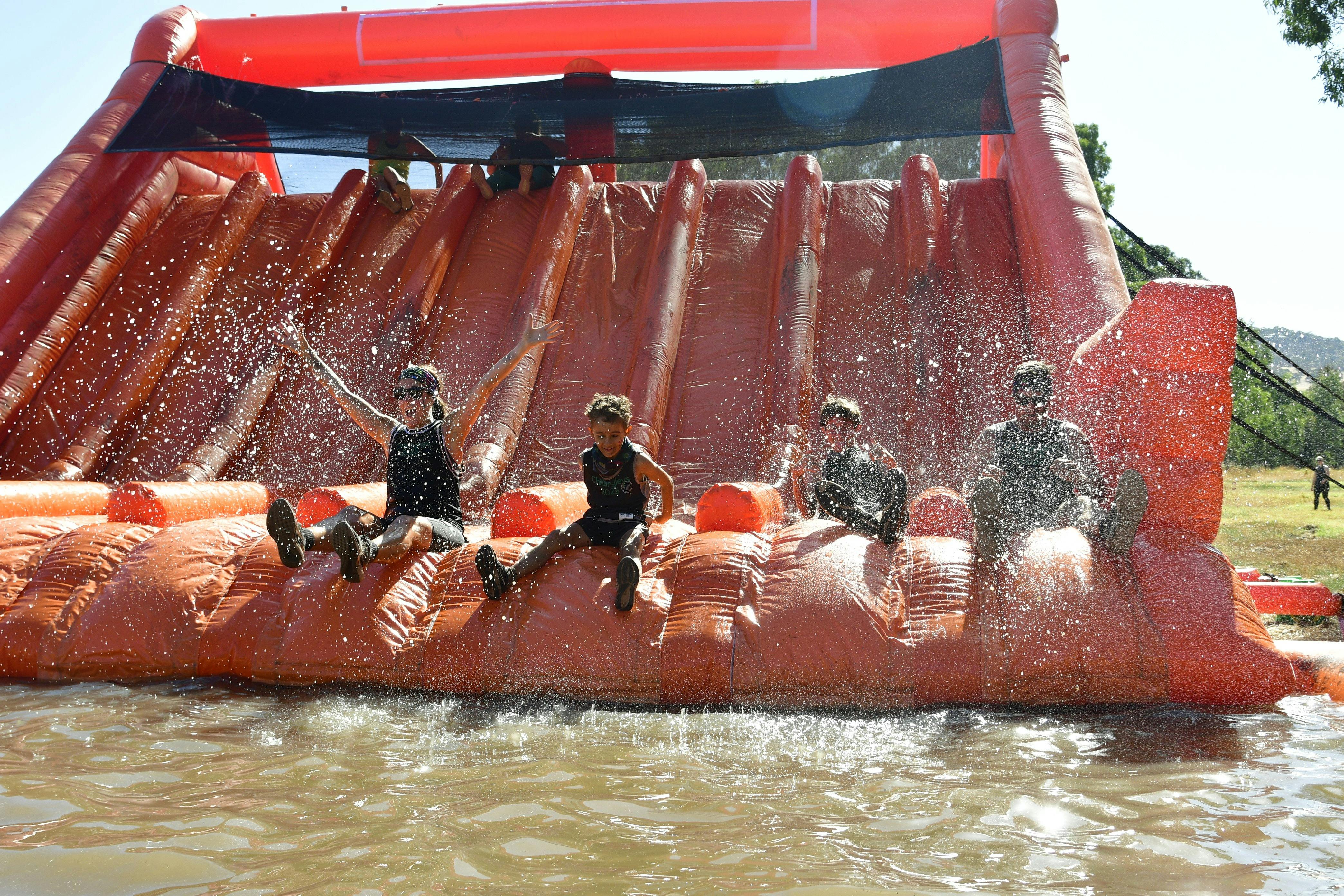 Group going down big slide