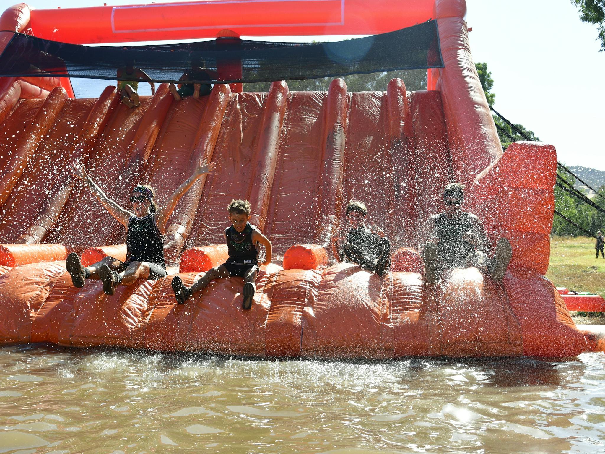 Group going down big slide