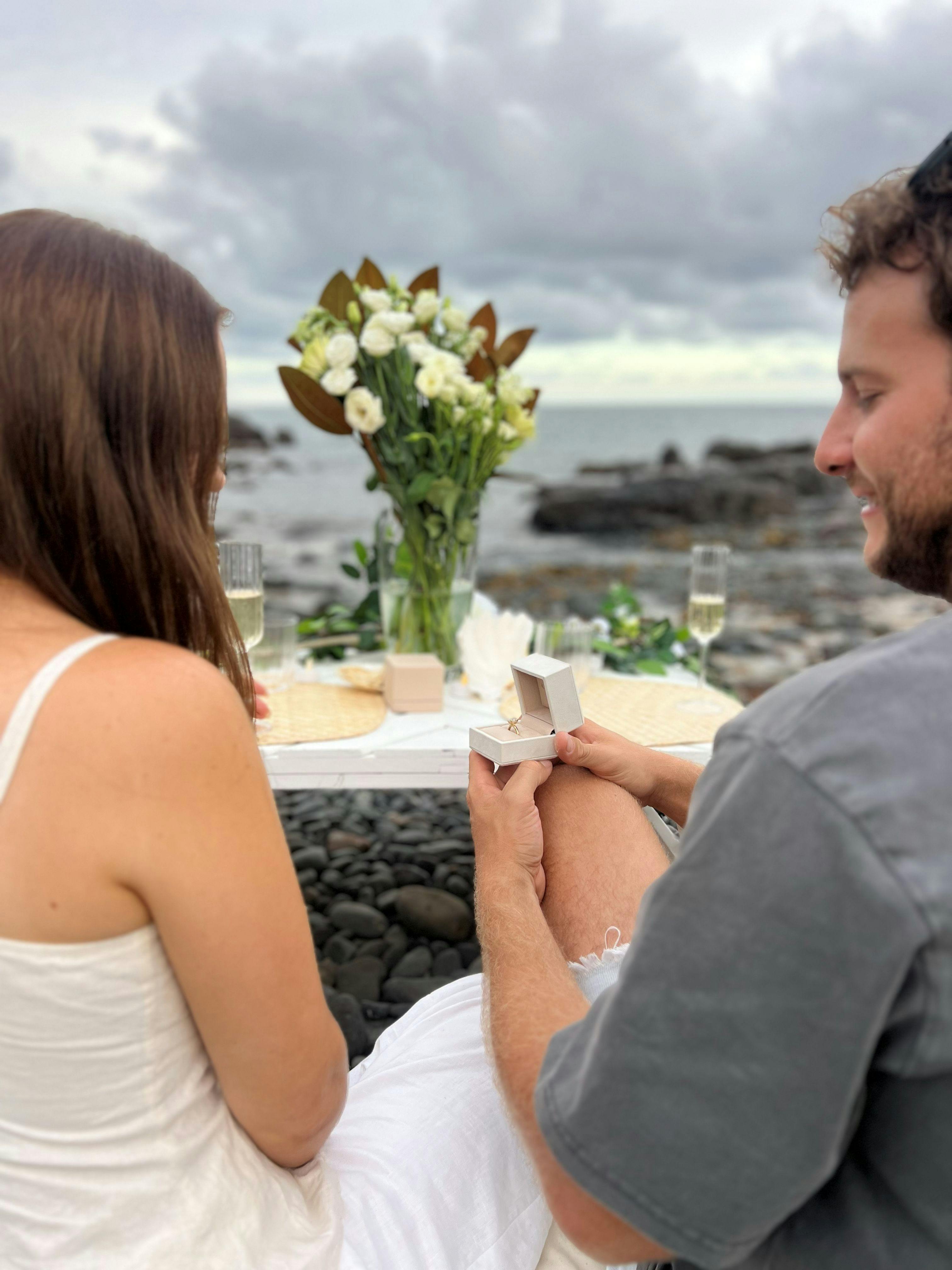 Engagement, proposal, art event, romantic date