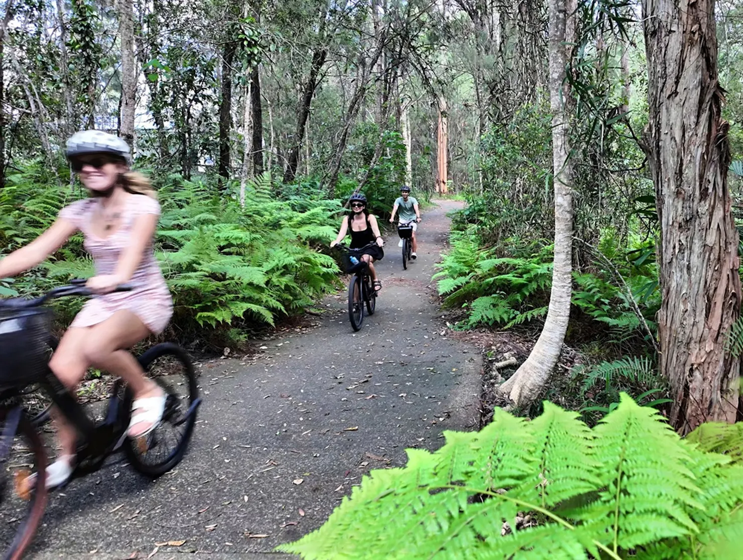Riding ebike through noosa nature