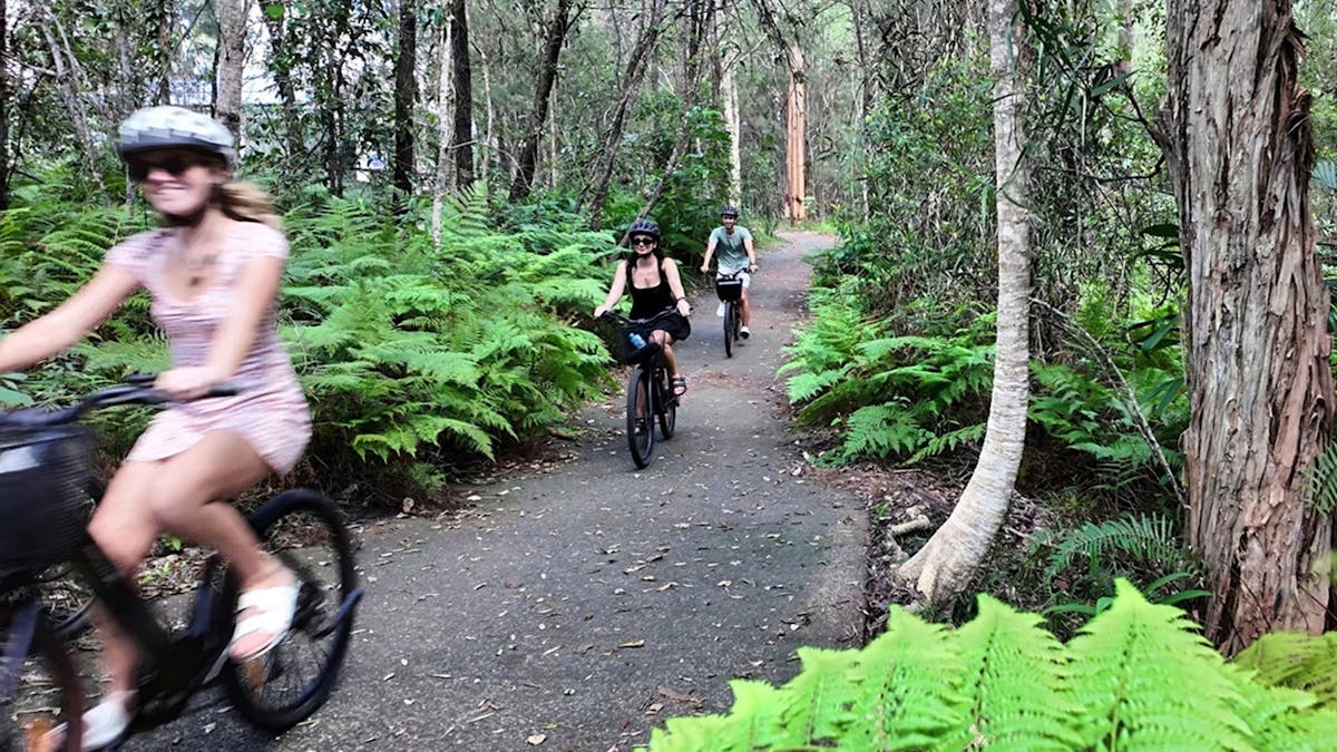 Riding ebike through noosa nature