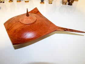 Turned Stingray lidded box made from Red Gum & Acacia Timber.