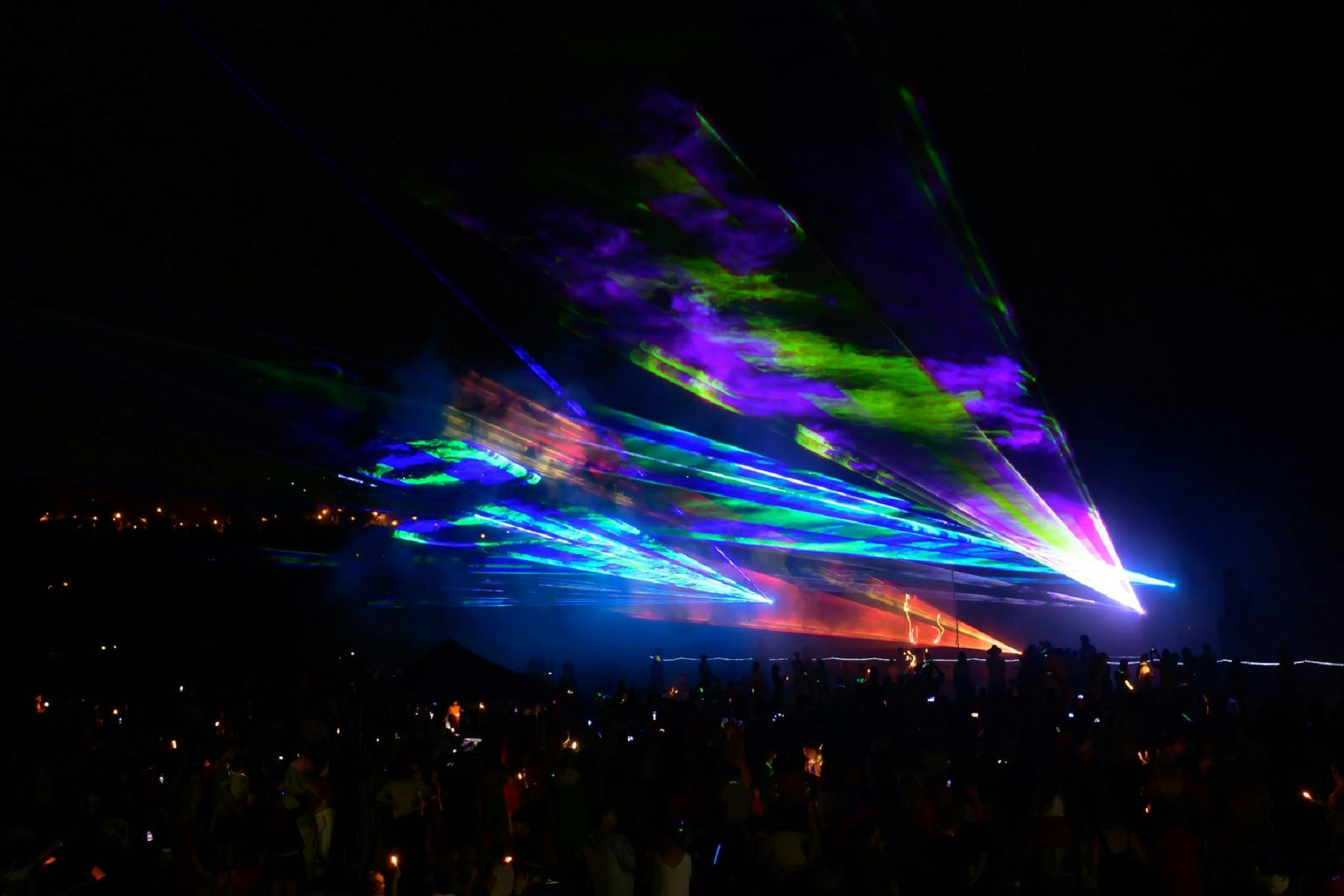 Laser show across the sky
