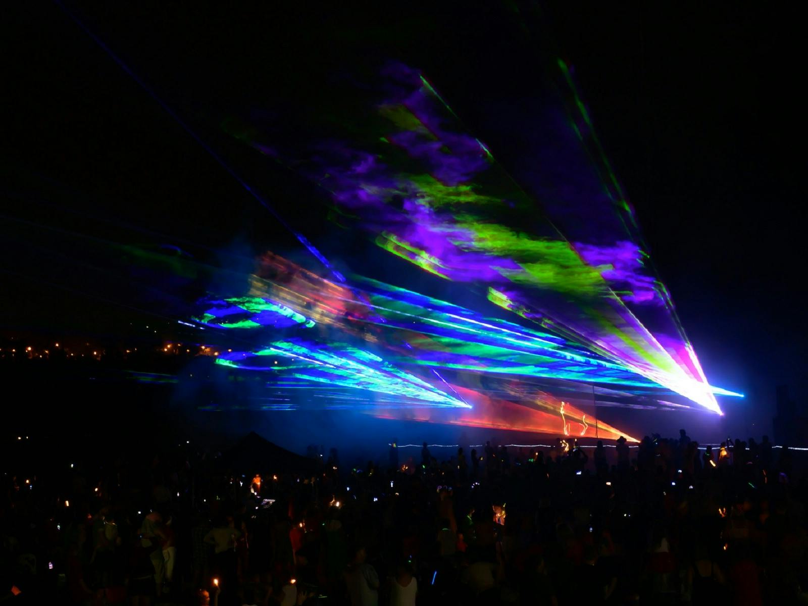 Laser show across the sky
