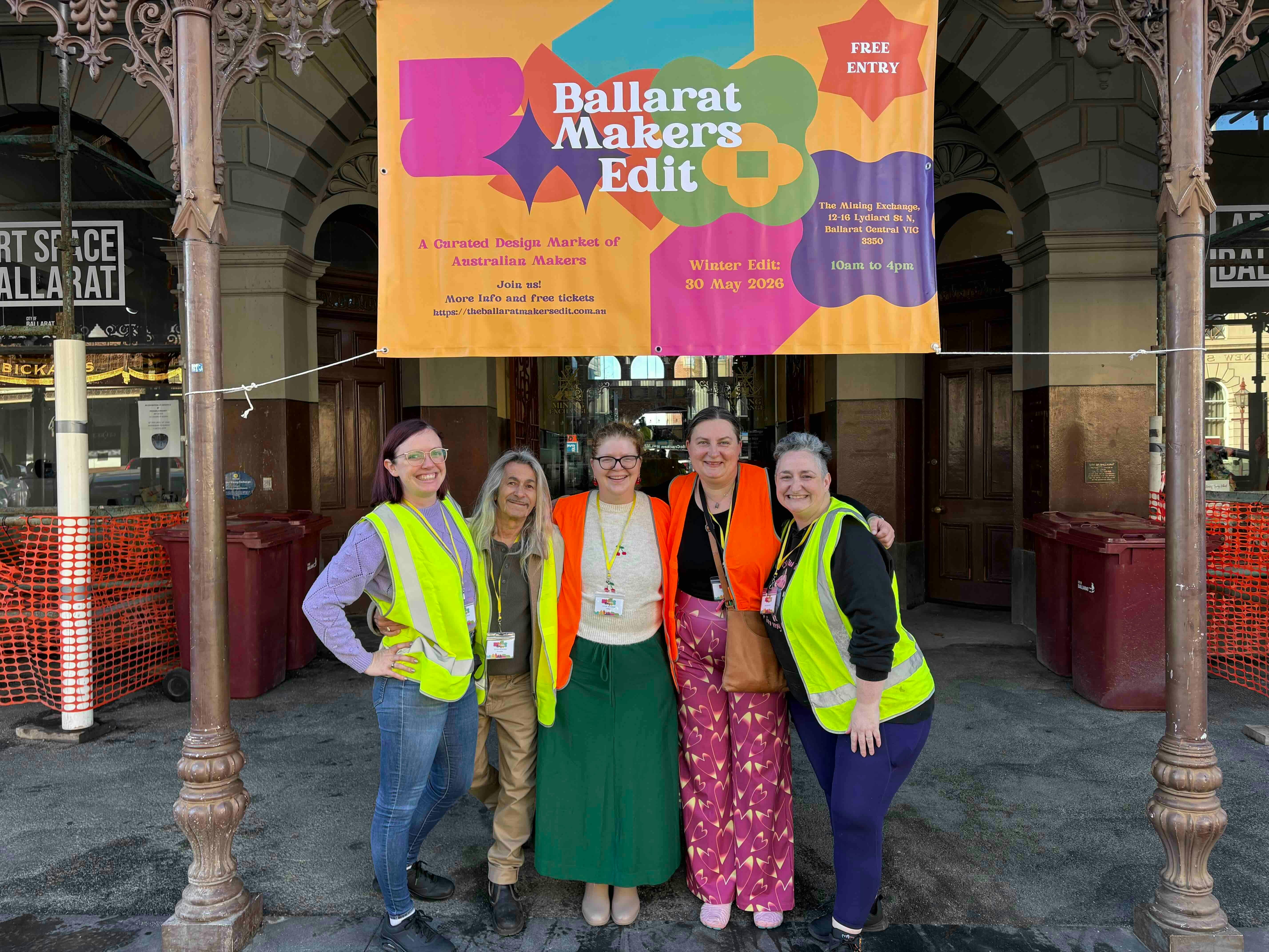 Ballarat Makers Edit Team in front of Mining Exchange