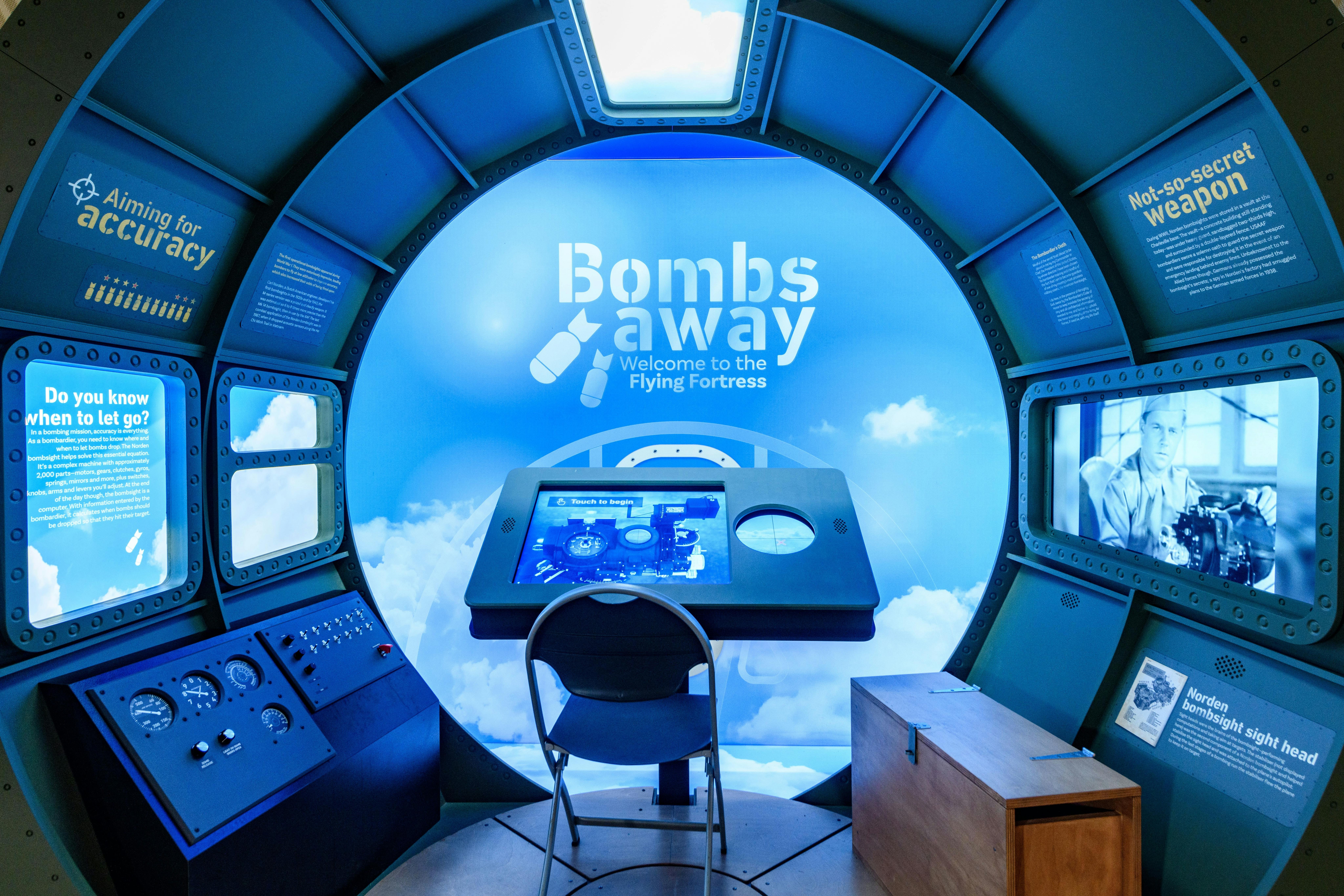 a interactive display with the Bombing Simulator in the centre