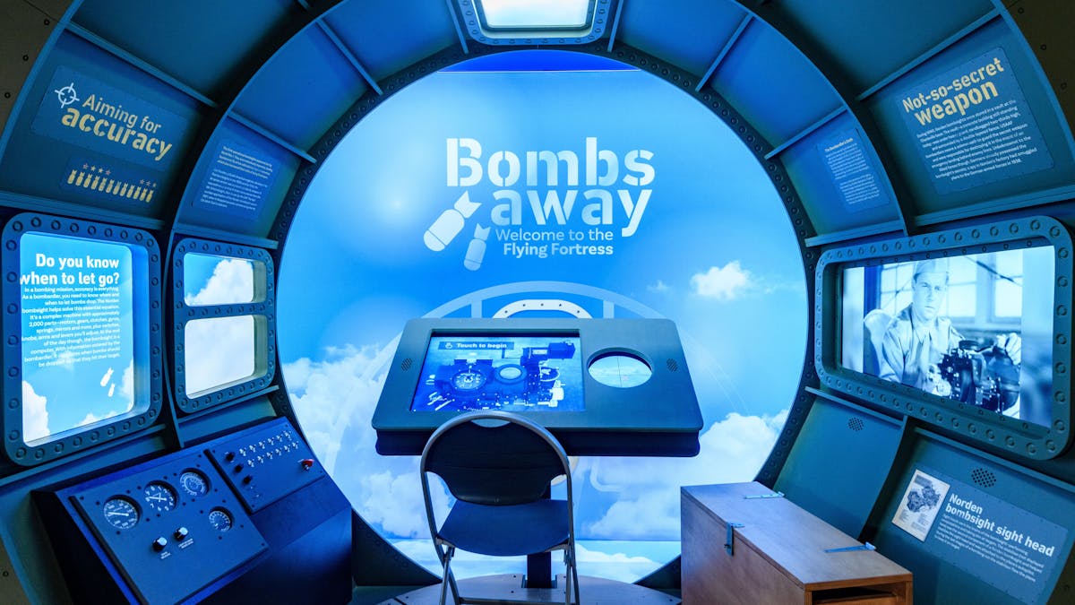 a interactive display with the Bombing Simulator in the centre