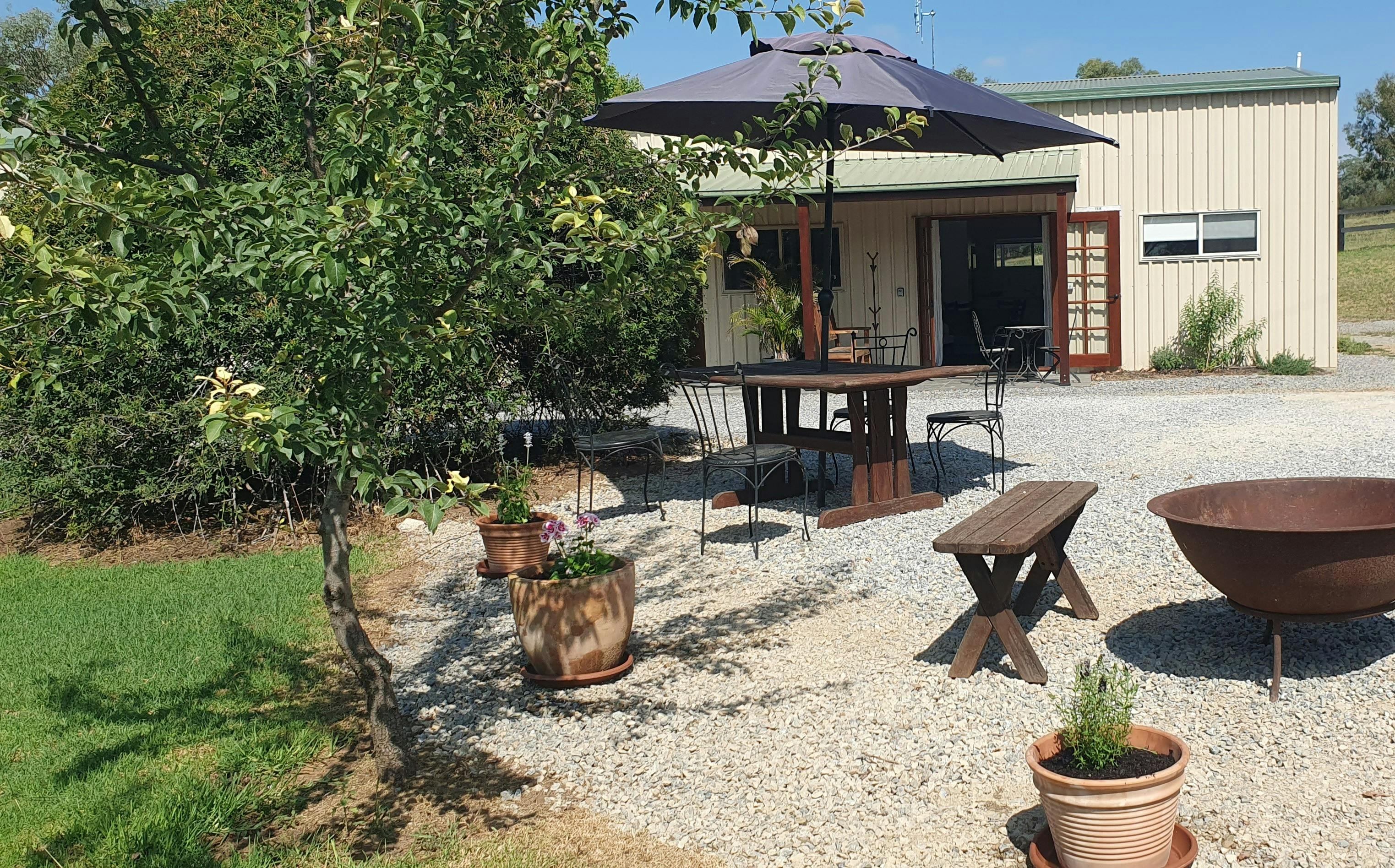 Outdoor seating and firepit