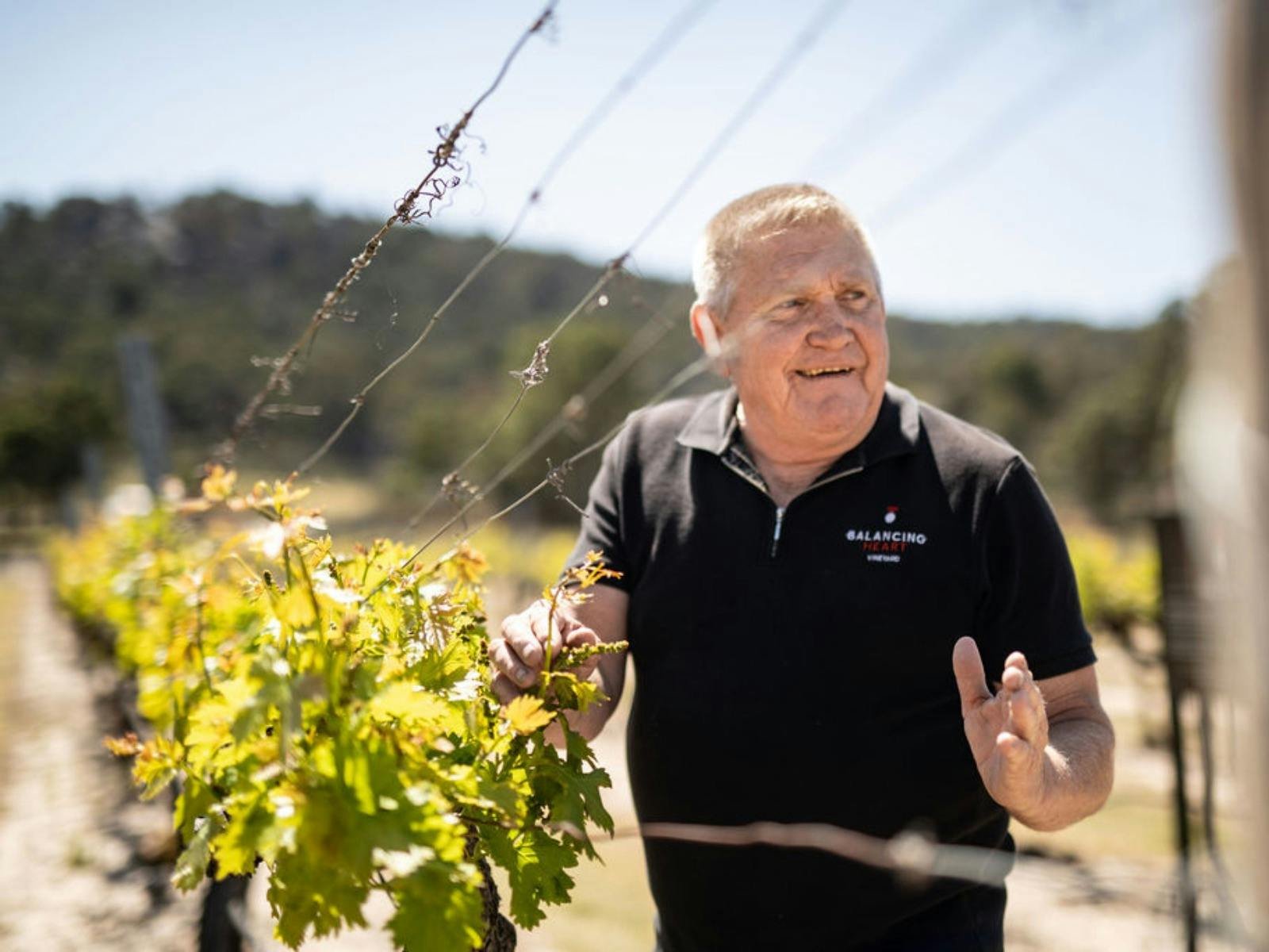 Winemake Mike Hayes at Balancing Heart Vineyard on the Granite Belt, South-East Queensland