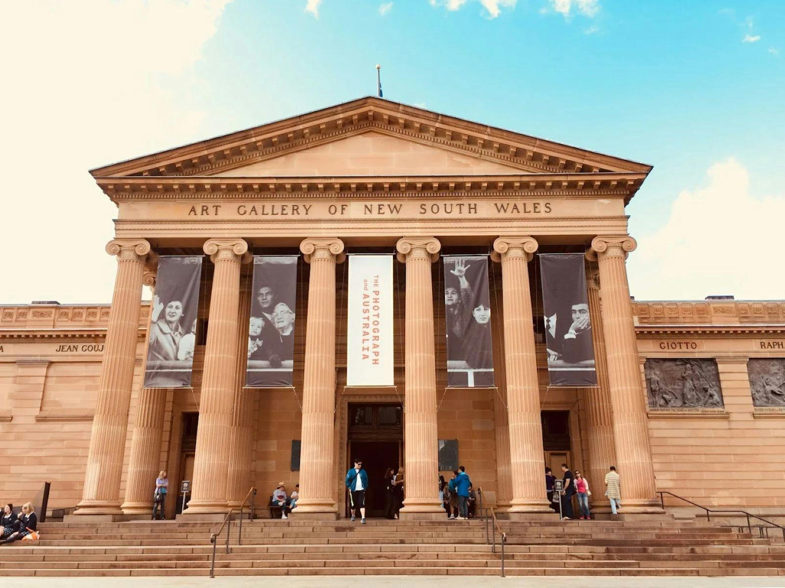Art Gallery of New South Wales sandstone facade with columns Sydney CBD EV Arcadia
