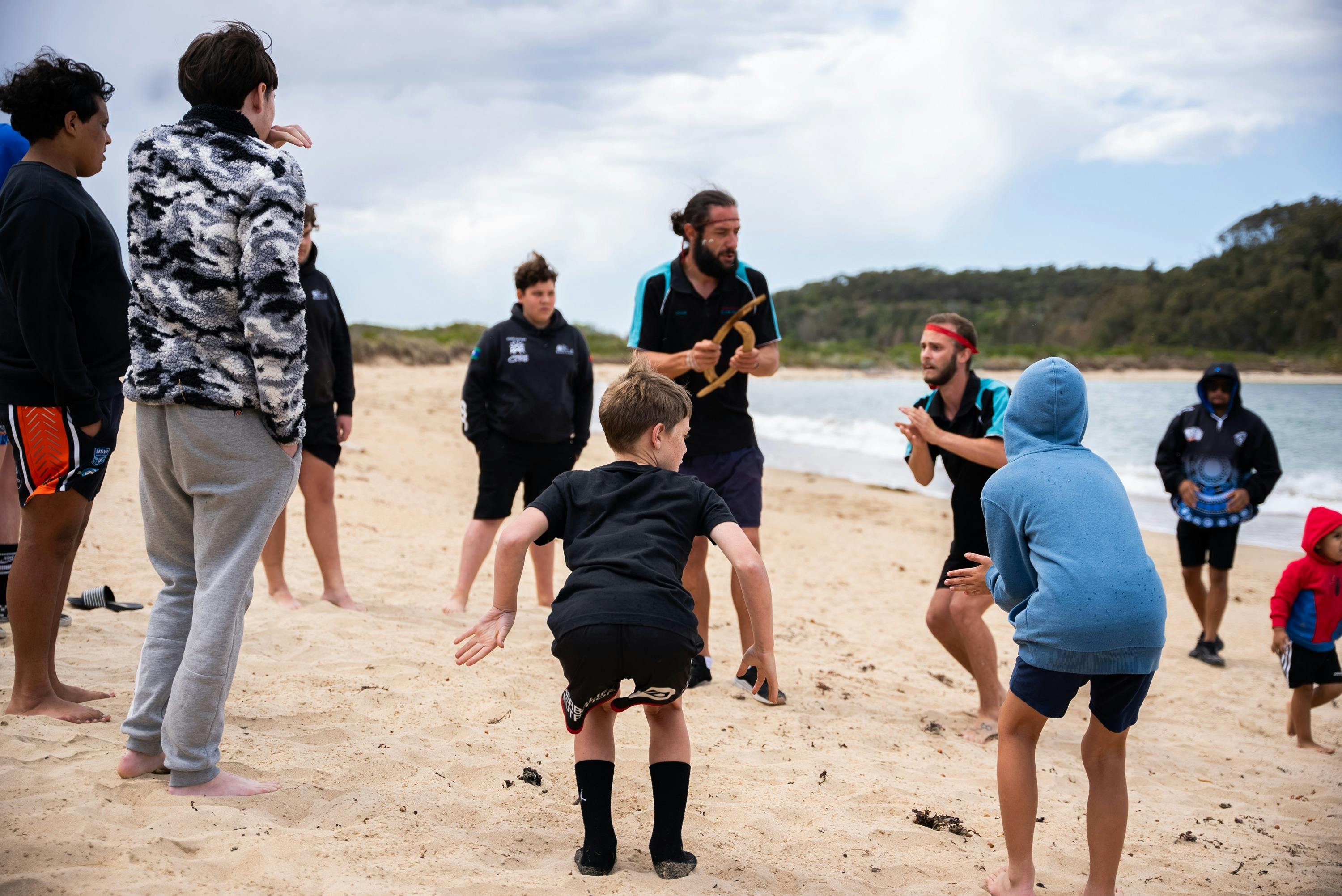An incredible moment shared in song and dance with some strong young men on the shores of Broulee