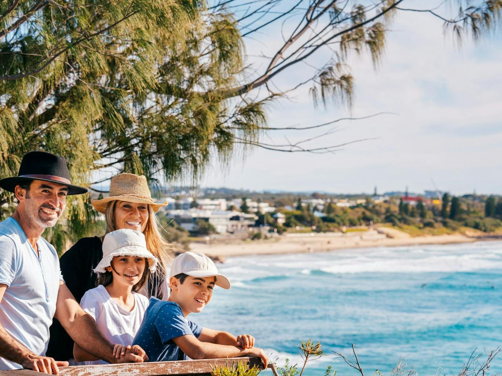 Family on Coolum Beach headland Family on Coolum Beach headland
