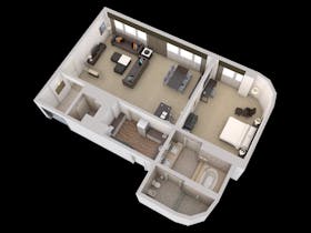 King Superior Suite with Harbour View and Executive Lounge Access - 3D floorplan