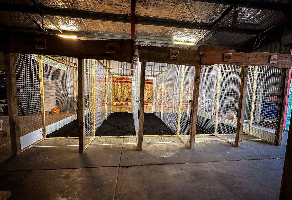 Five axe throwing cages