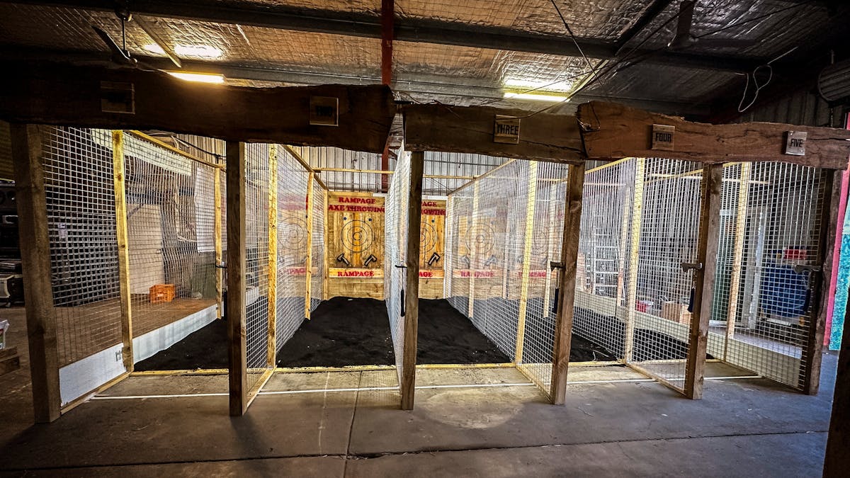 Five axe throwing cages