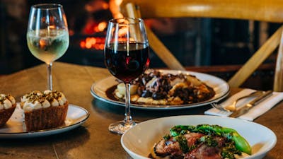 Winter dining by the fire