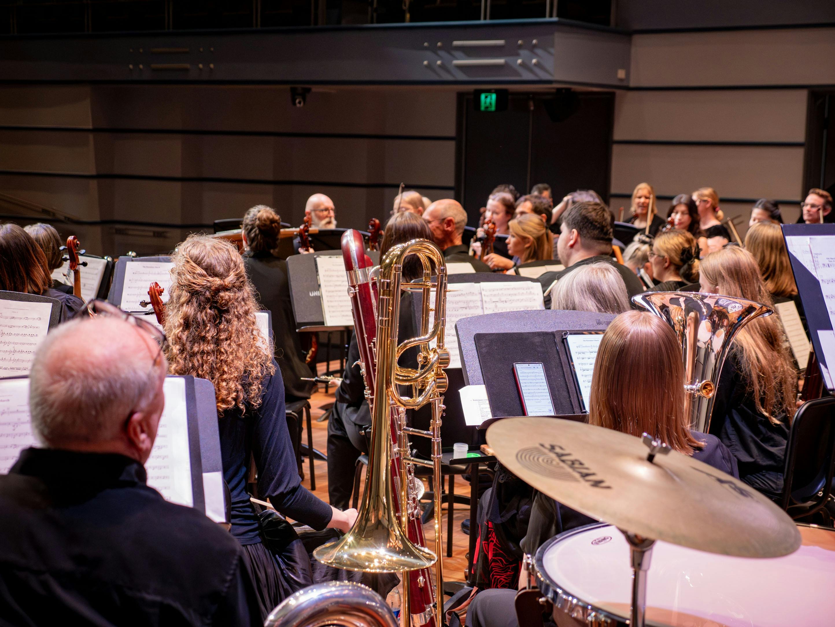 Orchestra preparing to play on-stage