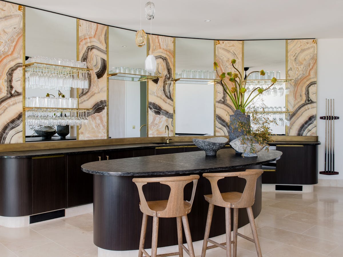 Stylish bar area with premium finishes at Domic Noosa