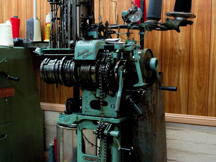 Lindner Socks are knitted on vintage machines at the Sock Factory in Crookwell, NSW.