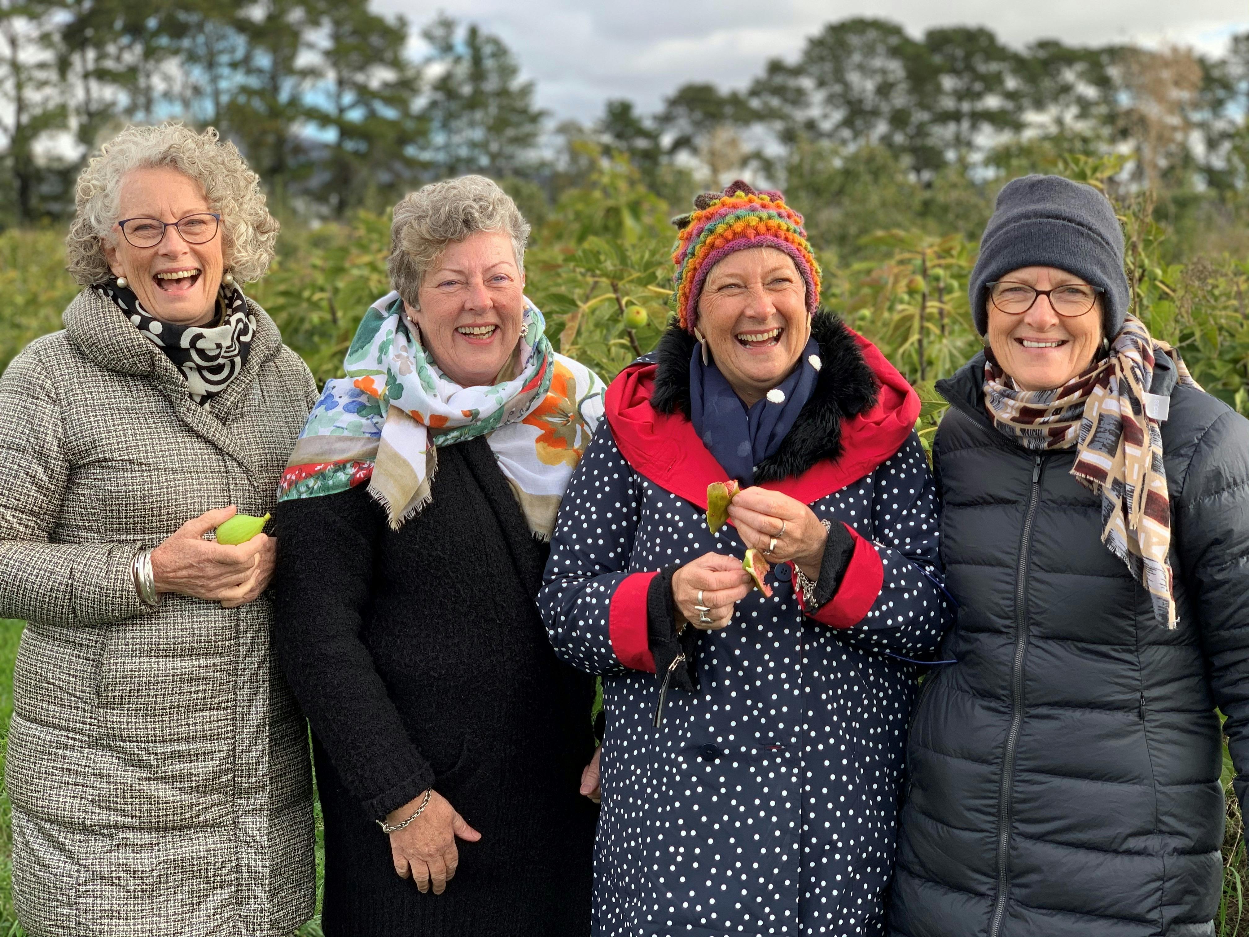4 ladies in orchard