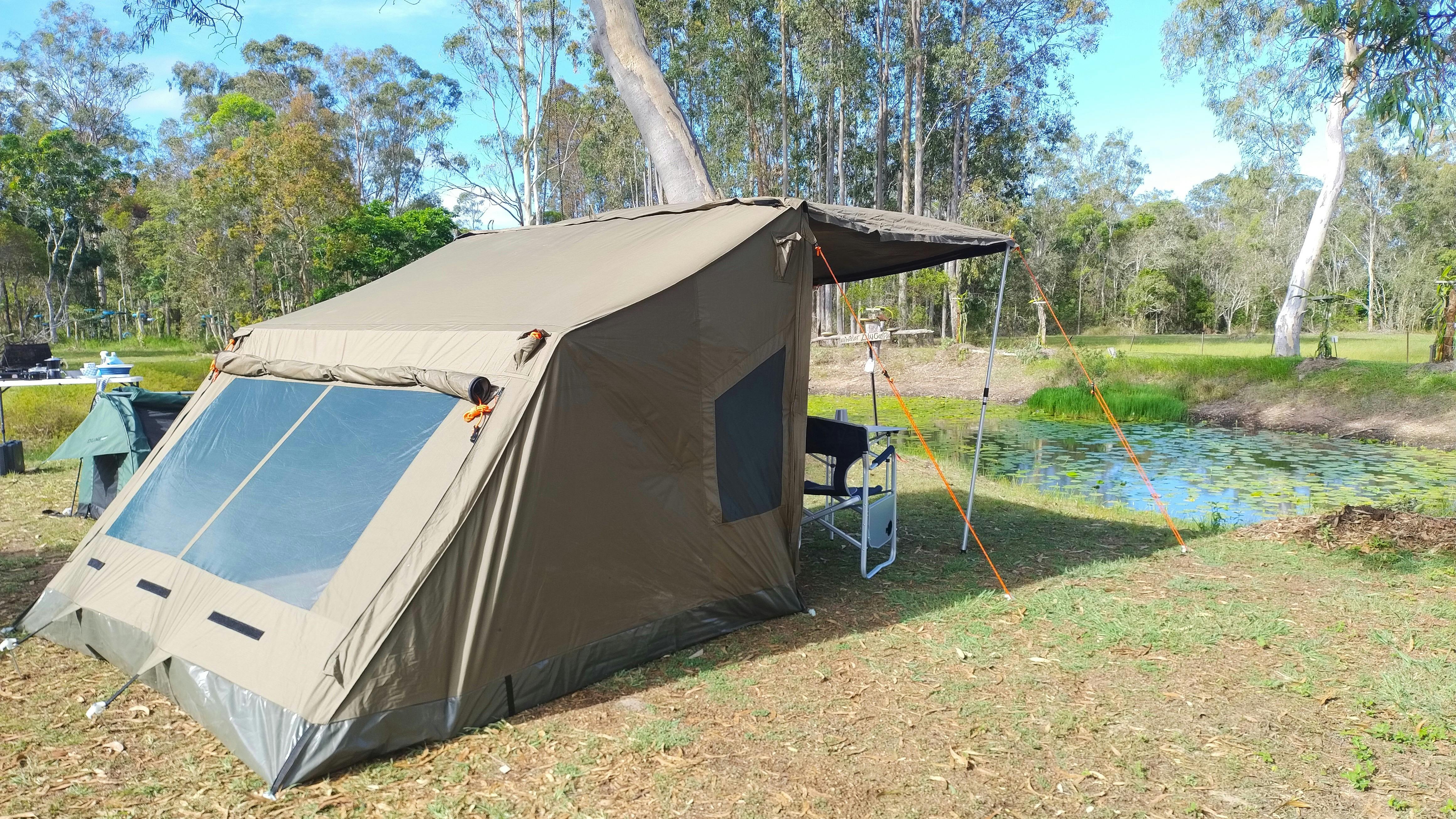 Safari Tent in a bush setting overlooking a dam