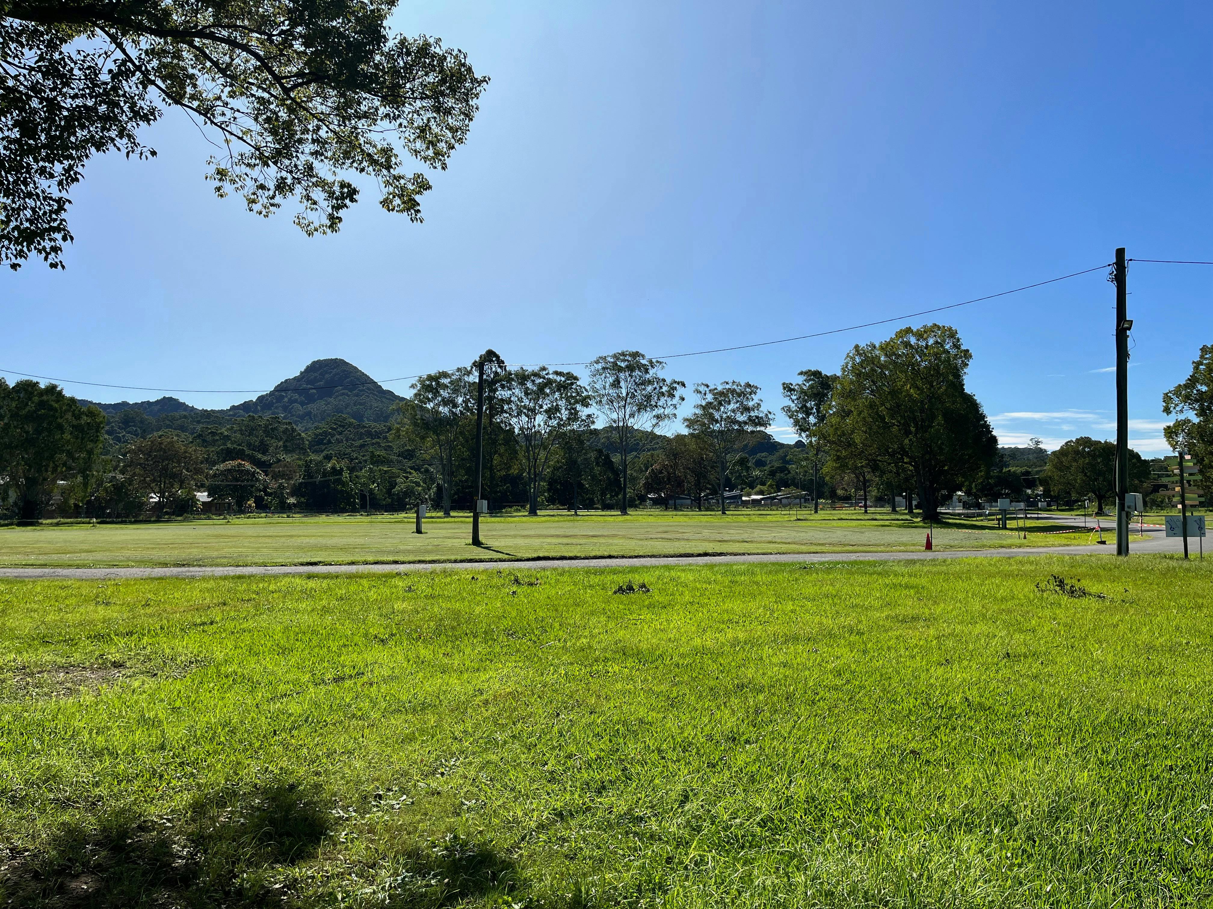 Beautiful lawn area with Mt Chincogan shown nearby