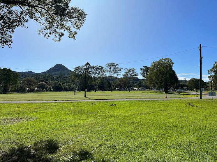 Beautiful lawn area with Mt Chincogan shown nearby