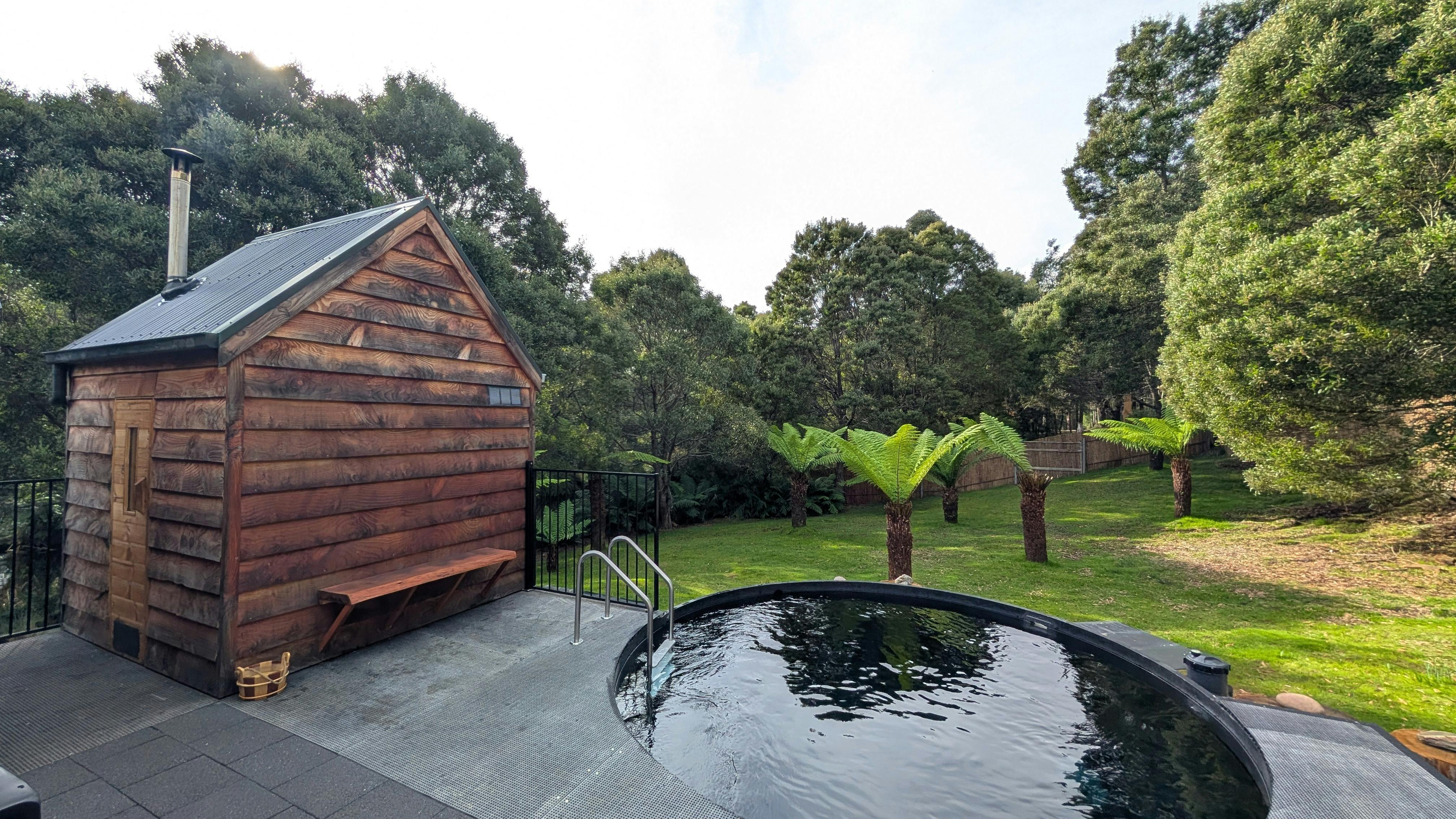 VView from enterance of Sauna and plunge pool near derby tasmania