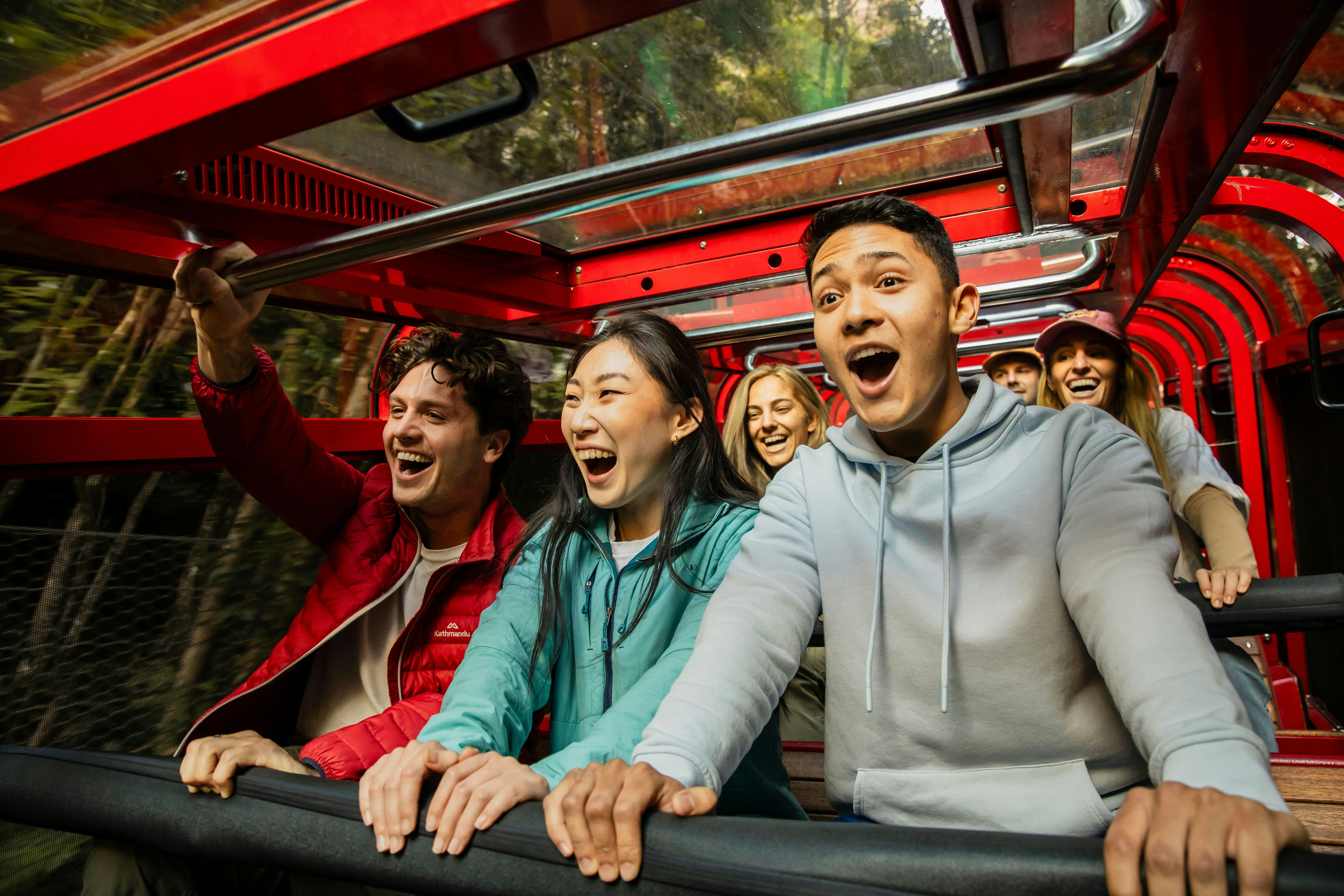 Brighton Tours guests feel the exhilarating Scenic Railway, Scenic World, Blue Mountains