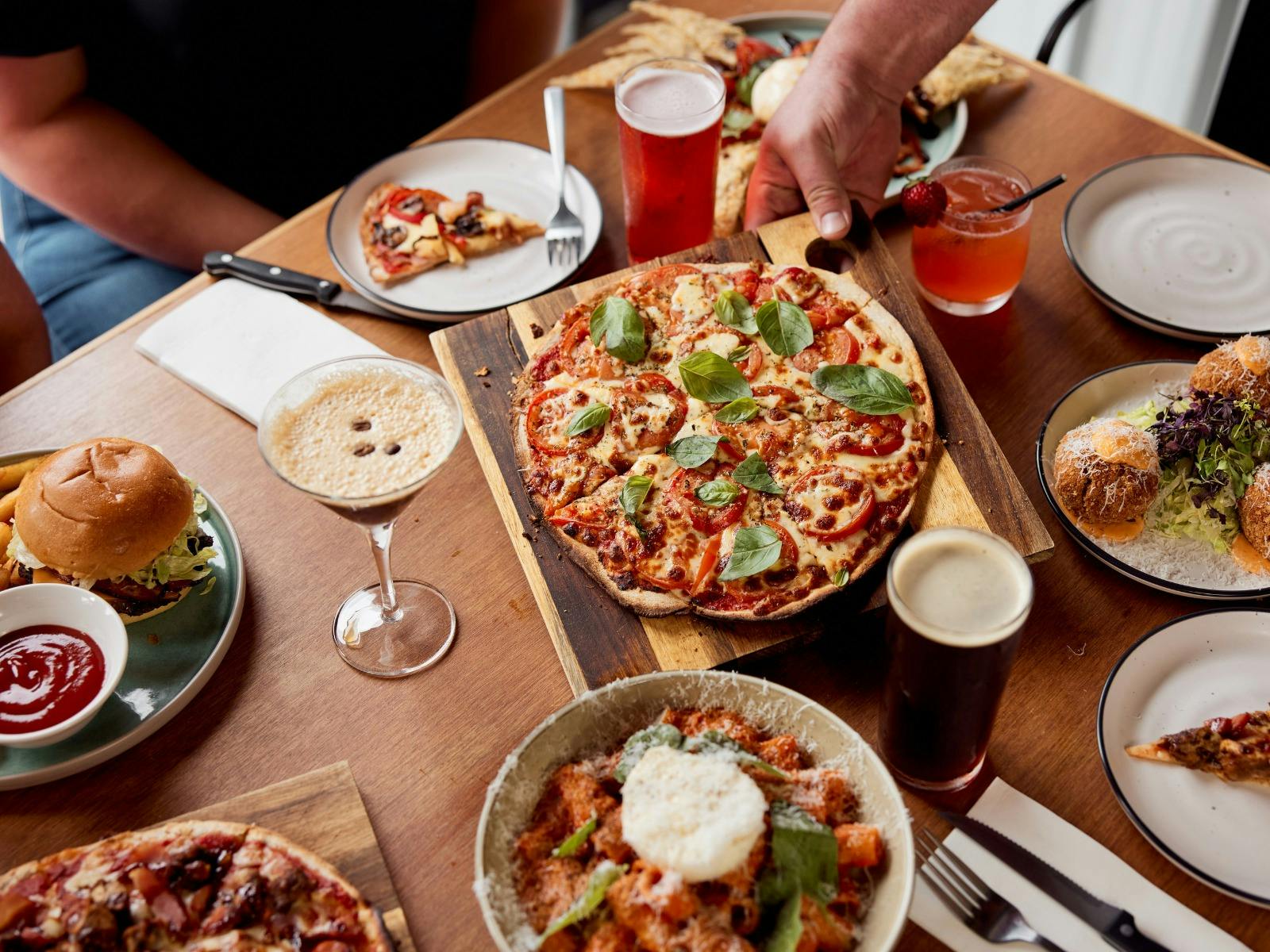 Serving food on table