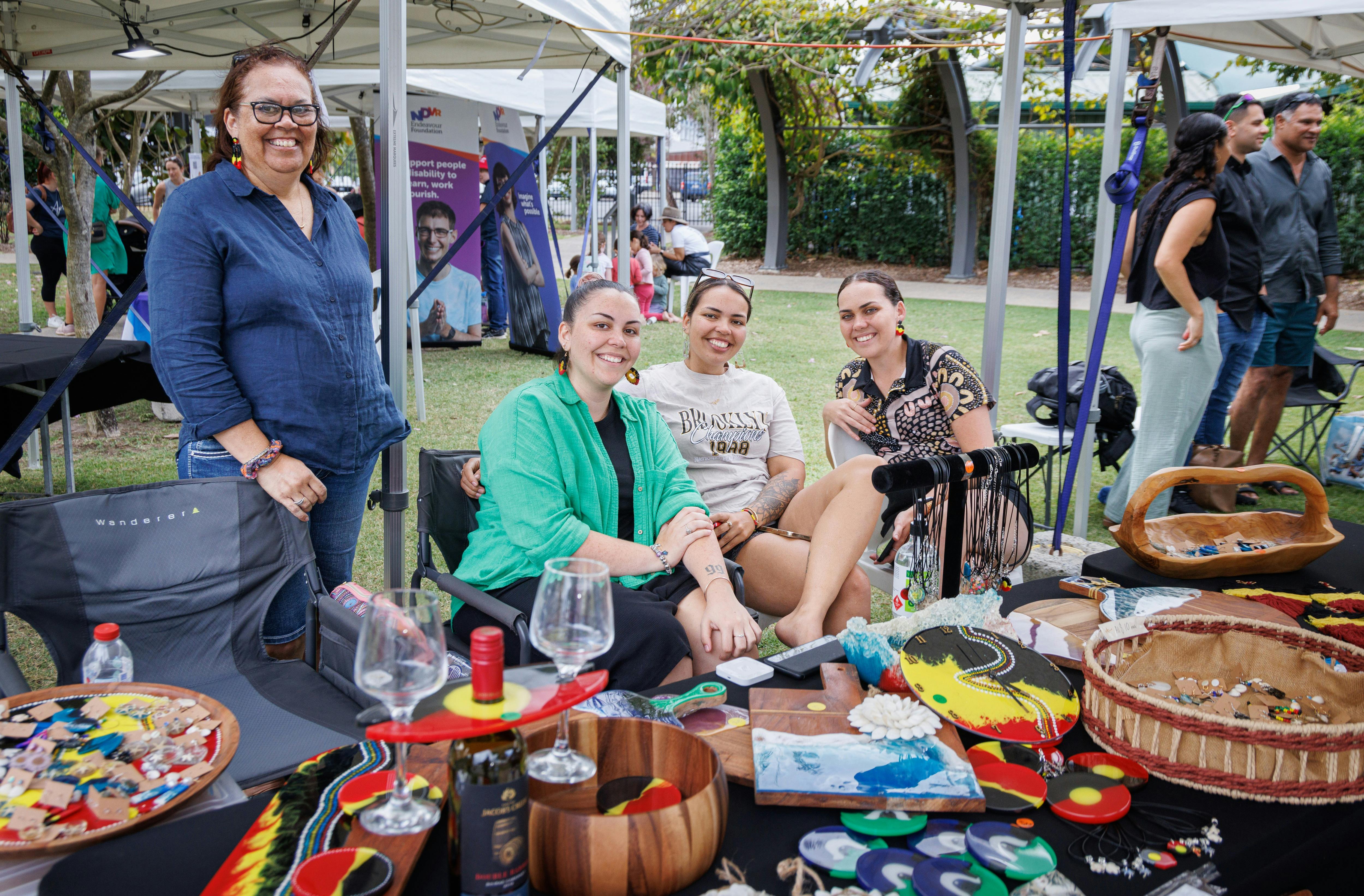 Market stallholders showcasing authentic First Nations art and crafts at BTOF 2023