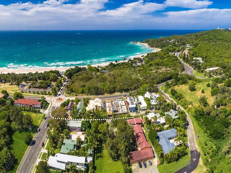 Cooinda - Byron Bay - Aerial Panorama Path to Beach