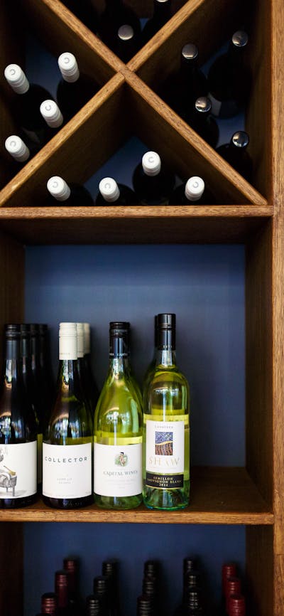 Large wine rack containing Canberra region wines