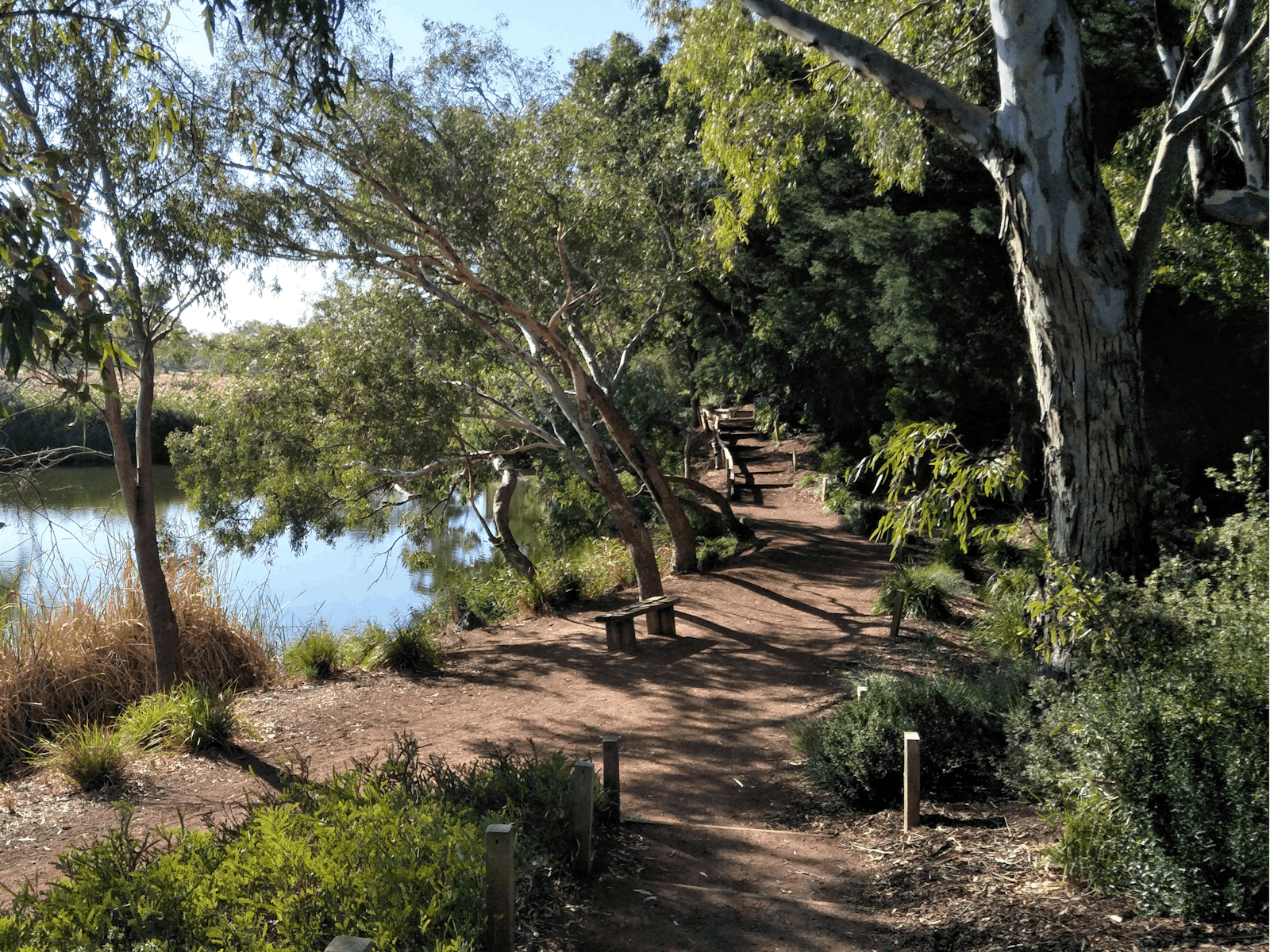 Lower path along Hovells Creek with serene views of the water.