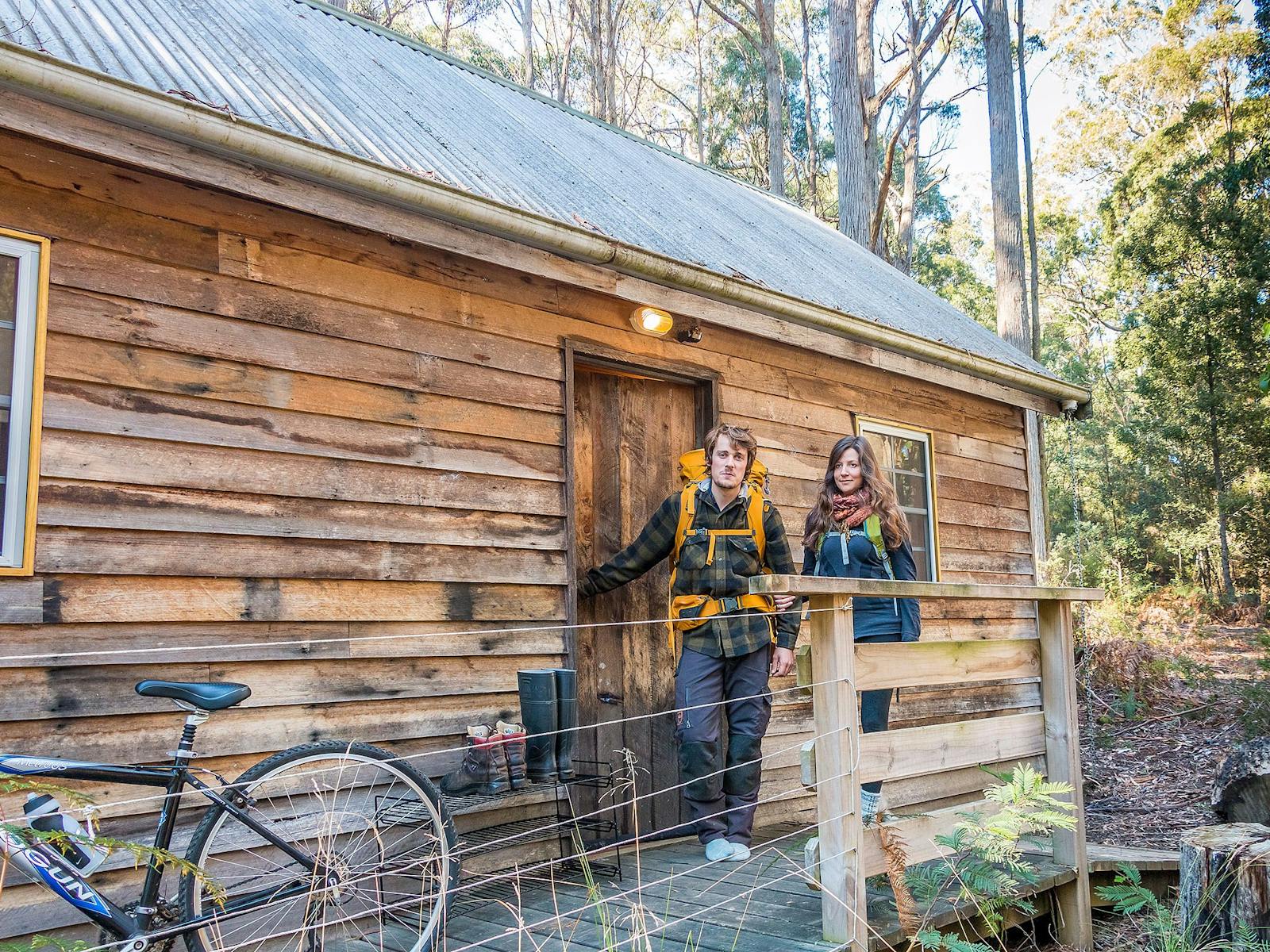 Settlers Hut at Tin Dragon Trail Cottages near Blue Derby in  North East Tasmania