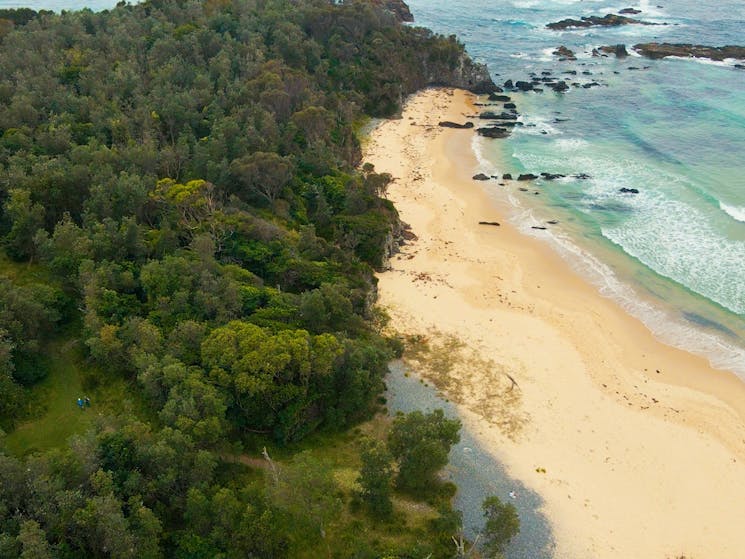 Ariel view of Billy's beach and national park walking  track