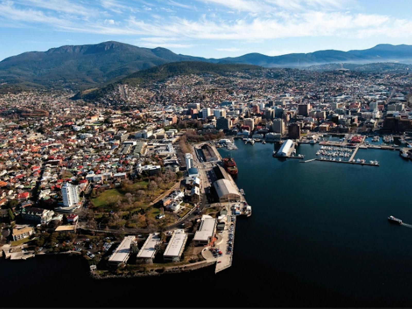 Aerial View of Hobart City and surrounds