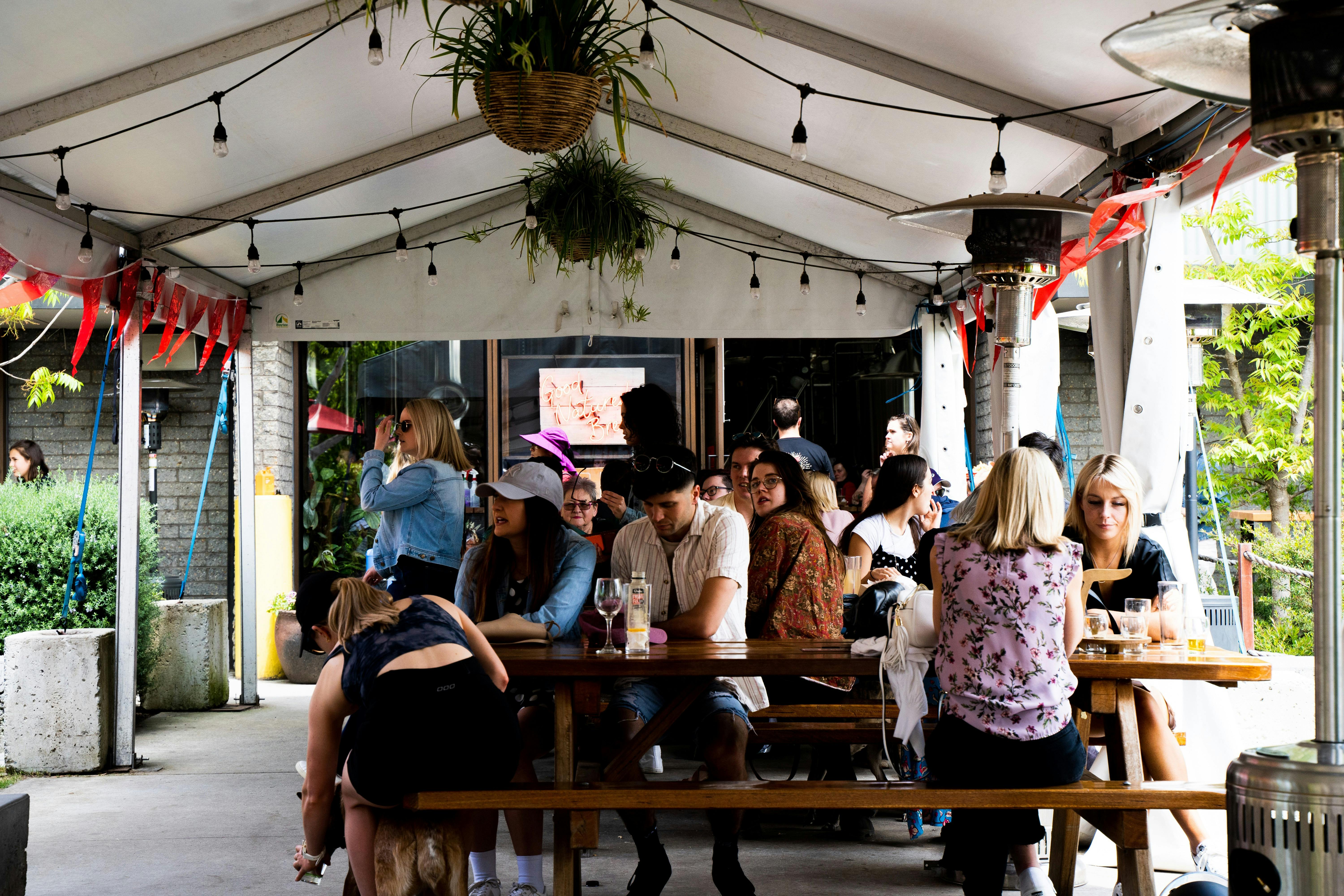 Beer Garden Marquee Facing Brewery Entrance