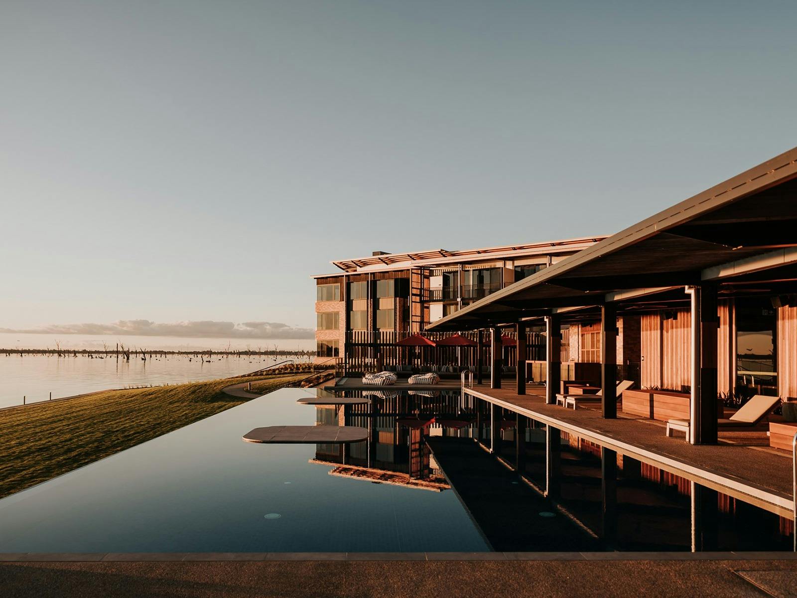 Infinity pool overlooking Lake Mulwala