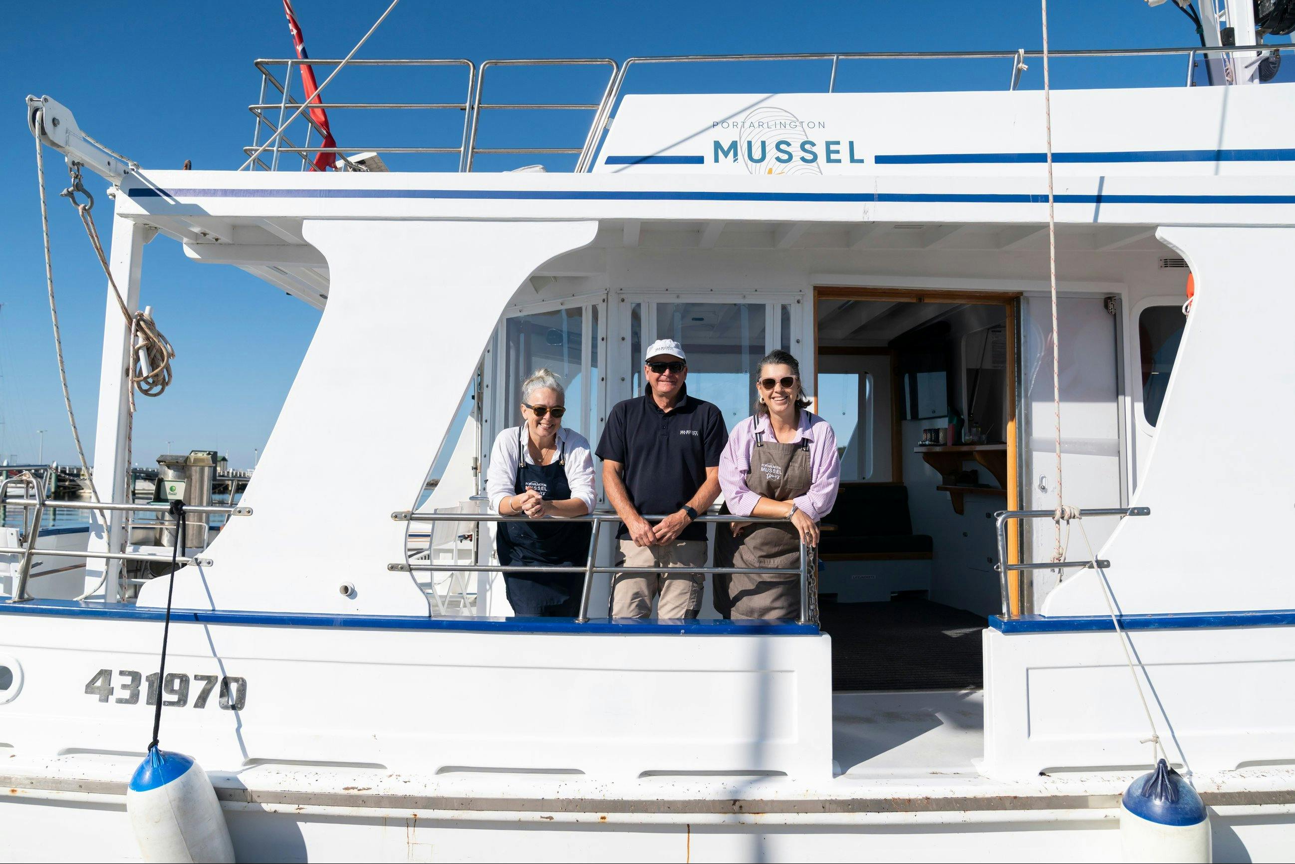 Happy staff on Portarlington Mussel Tours