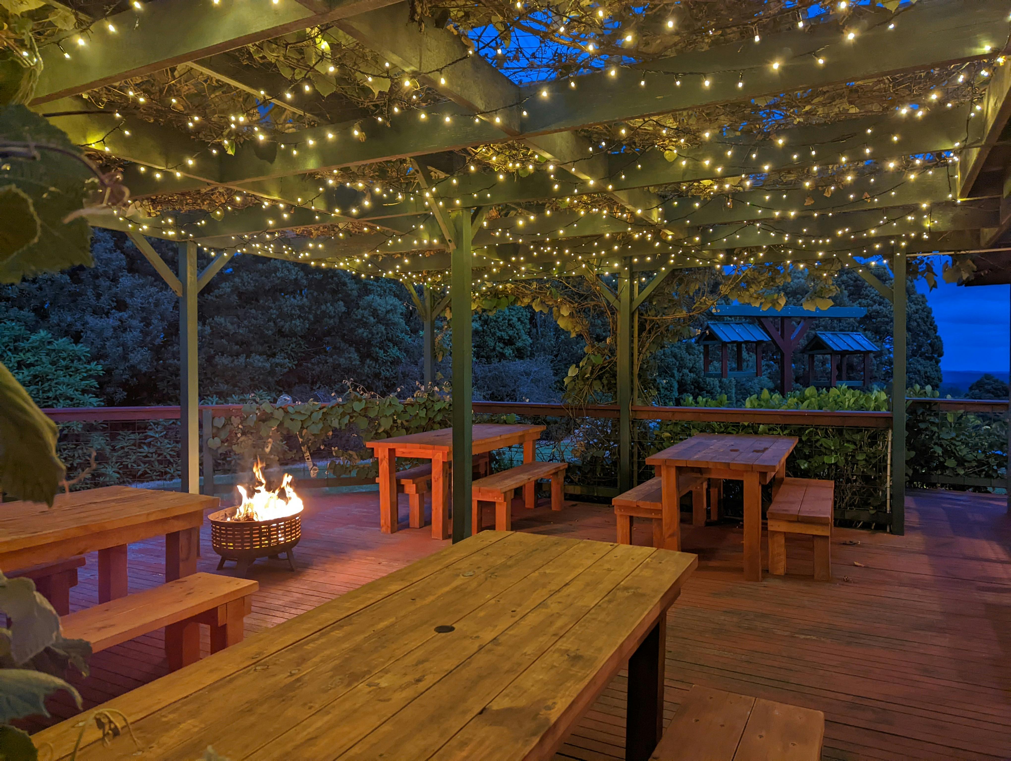 Covered outdoor dining area