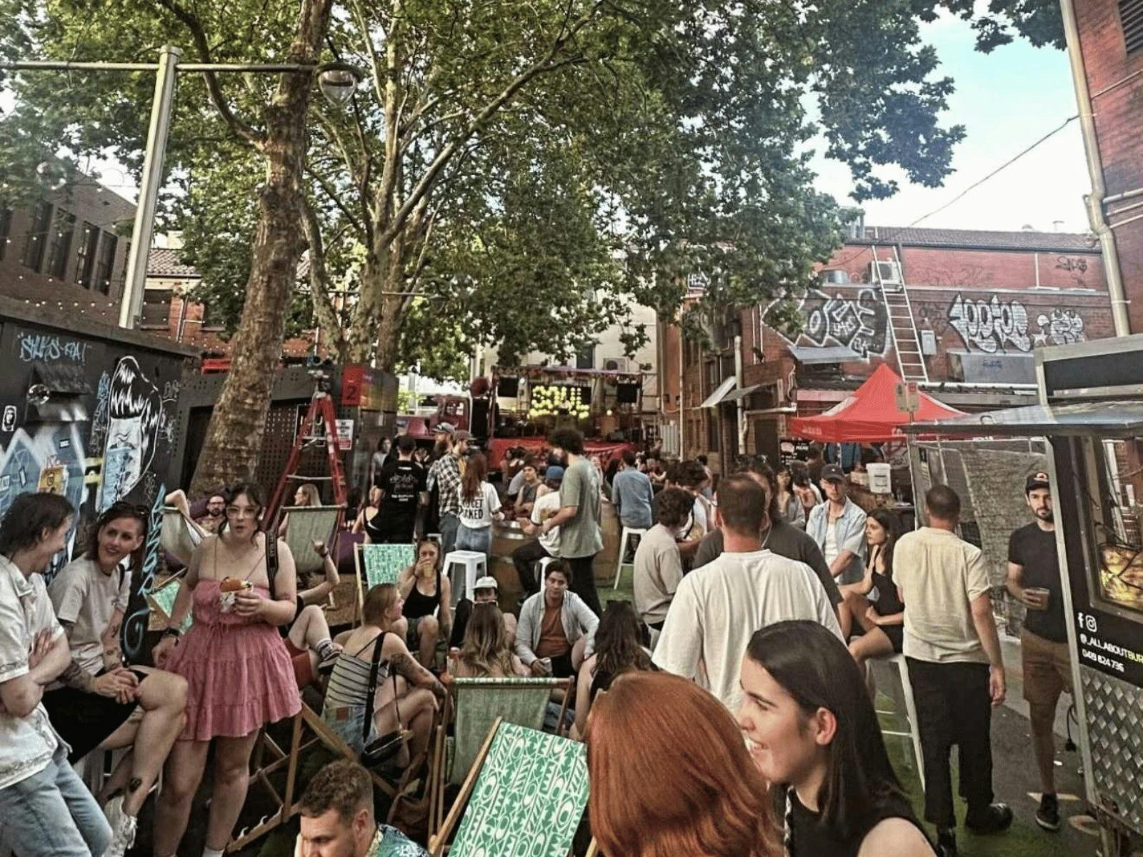 laneway full of people for festival