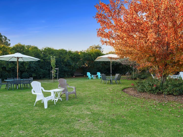 Lovely grass & garden area at heritage Motor Inn Corowa