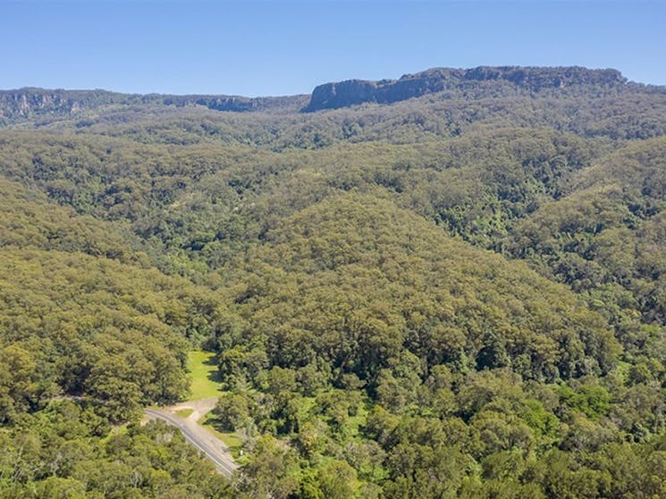 Aerial view of Cascades picnic area, Macquarie Pass National Park. Photo: John Spencer &copy;DPIE