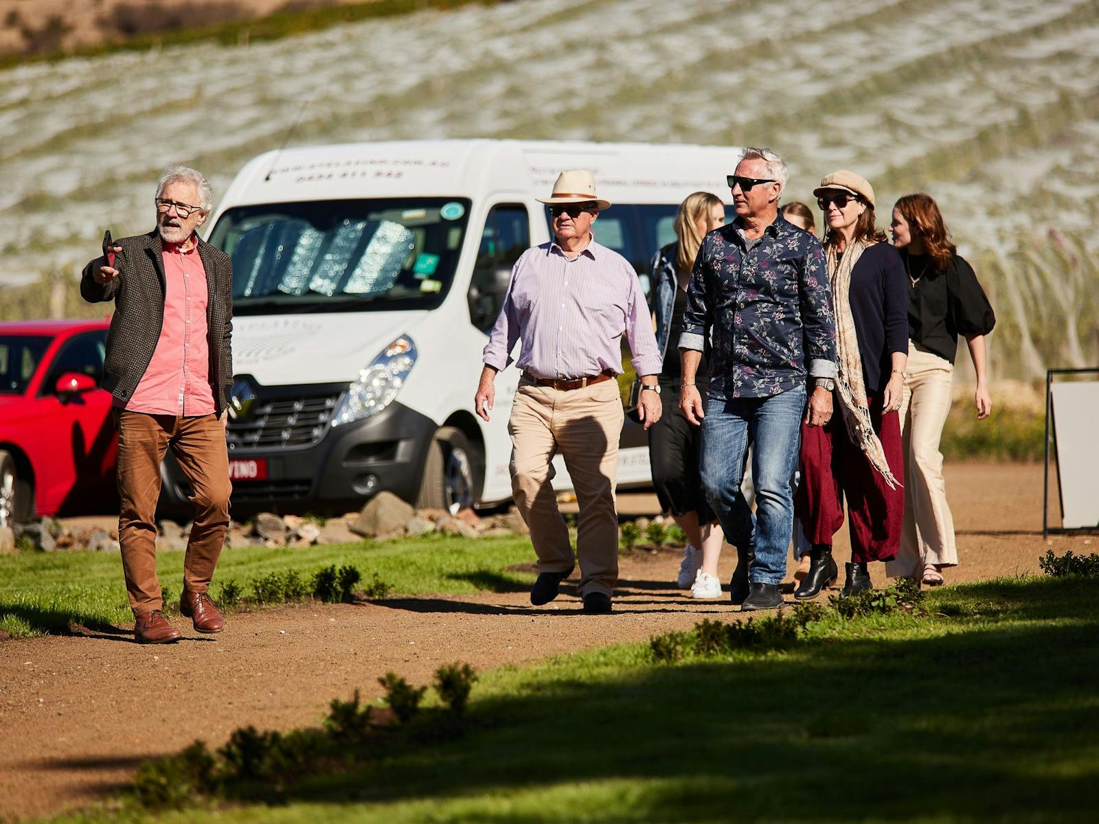 StelaVino, the best wine tasting tour in Hobart and Tasmania with guests at Derwent Estate.