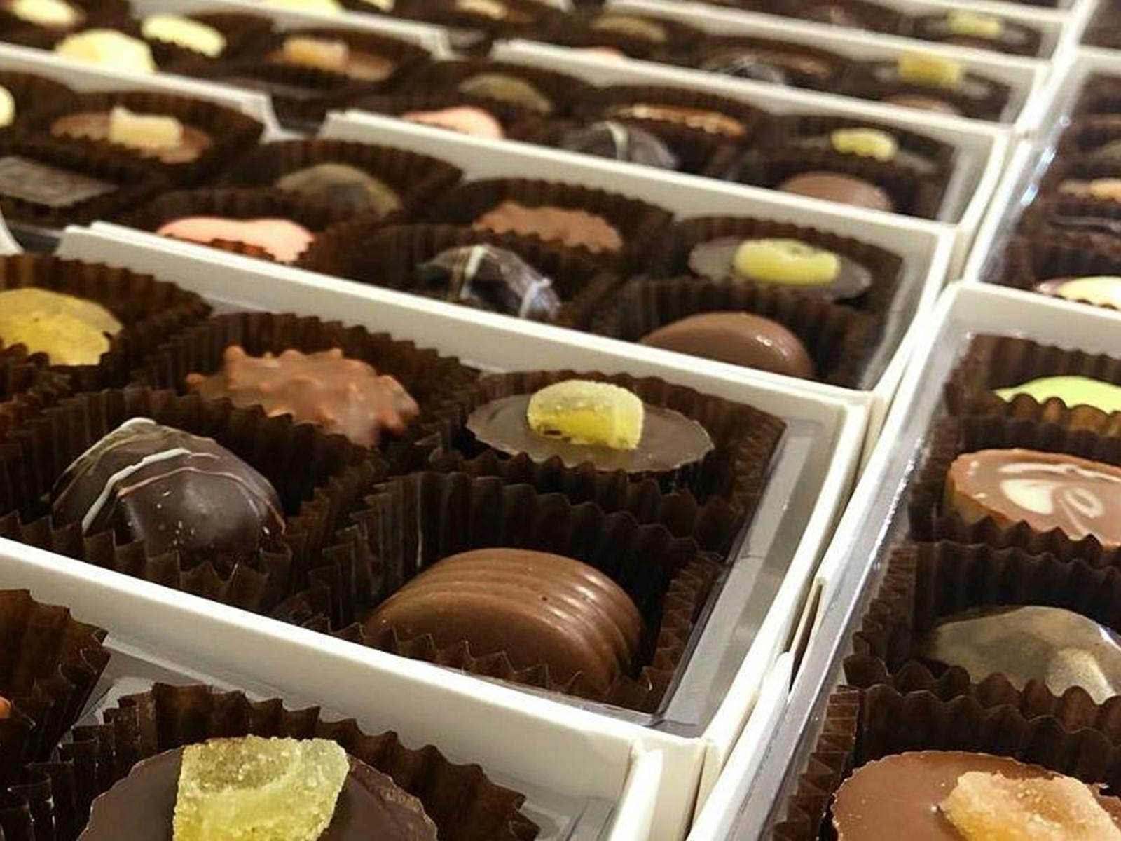 A tray of assorted individual chocolates