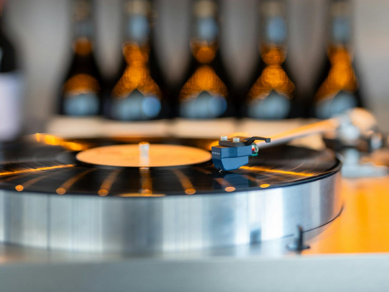 Record playing on a turntable