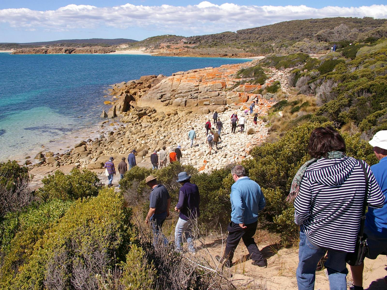 Beach walking to Castle Rock Flinders Island Tasmania