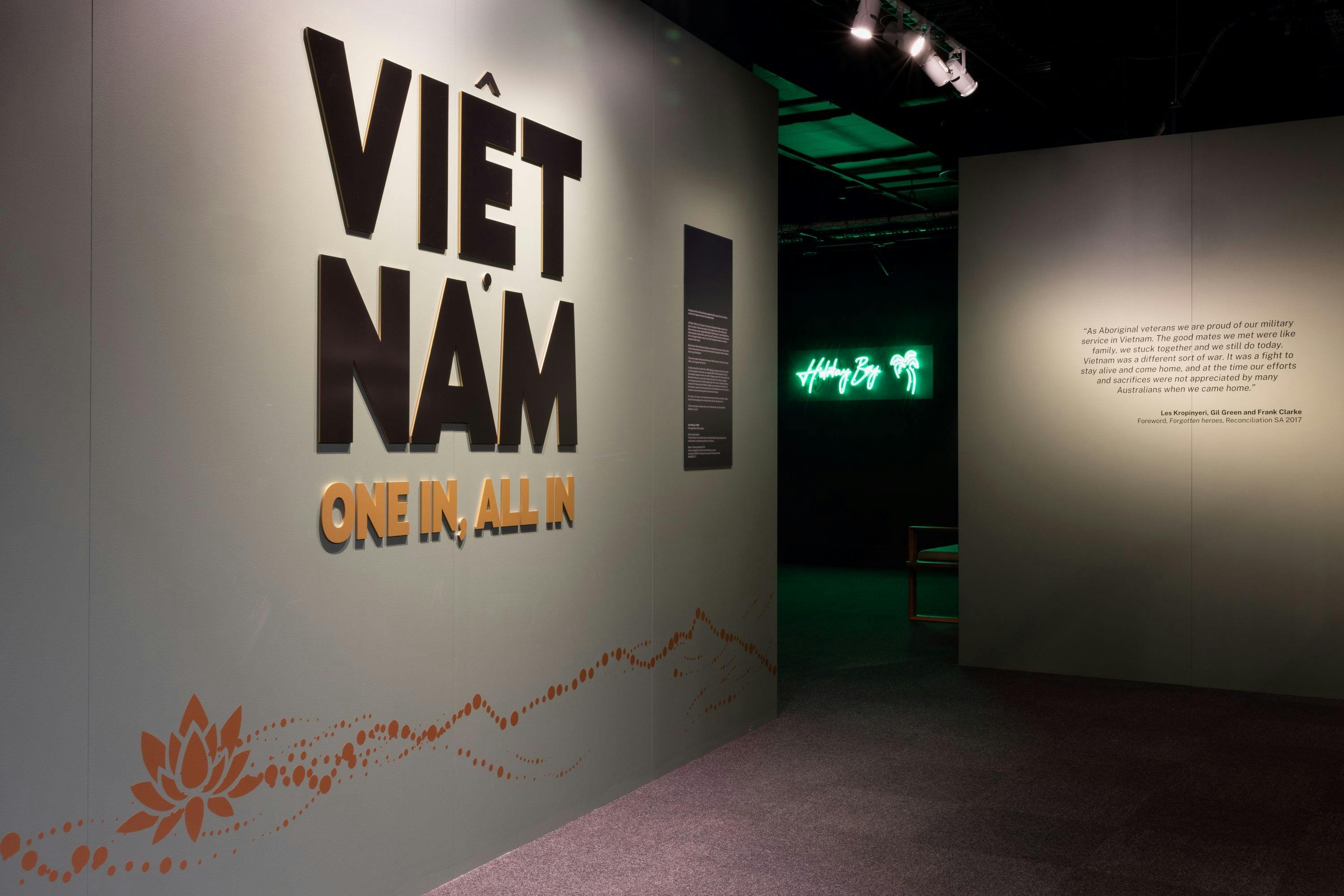 Entrance to the galleries with exhibition title on the wall