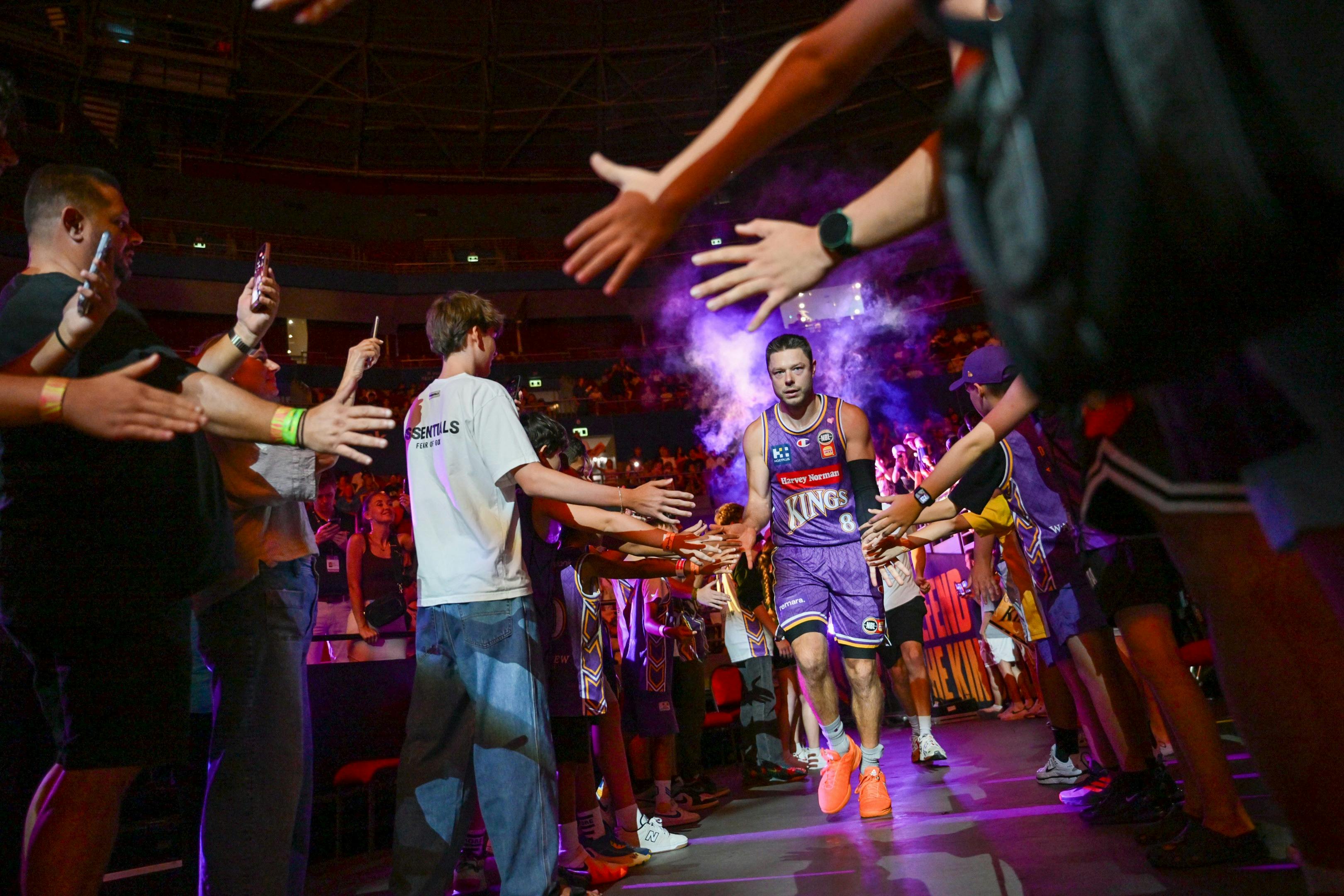 Matthew Dellavedova running out of Kings tunnel